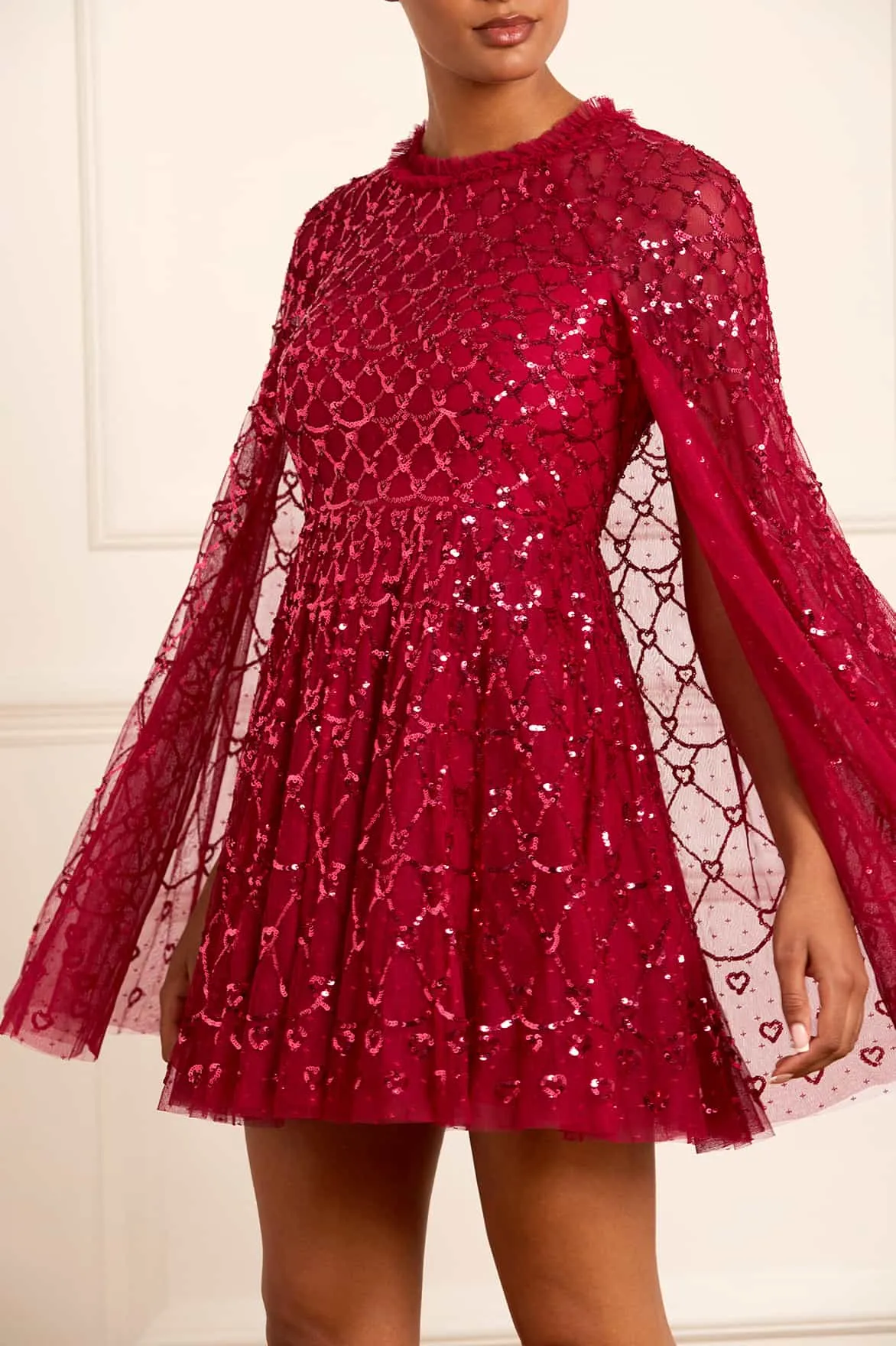 Heart Lattice Micro Mini Dress
