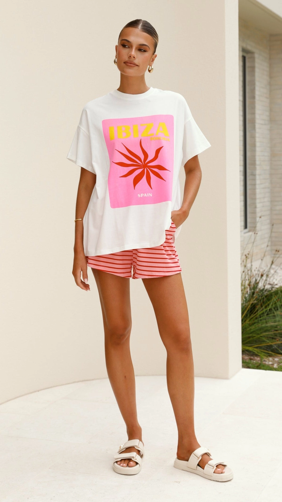 Ibiza Spain Top and Shorts Set - Pink/Red