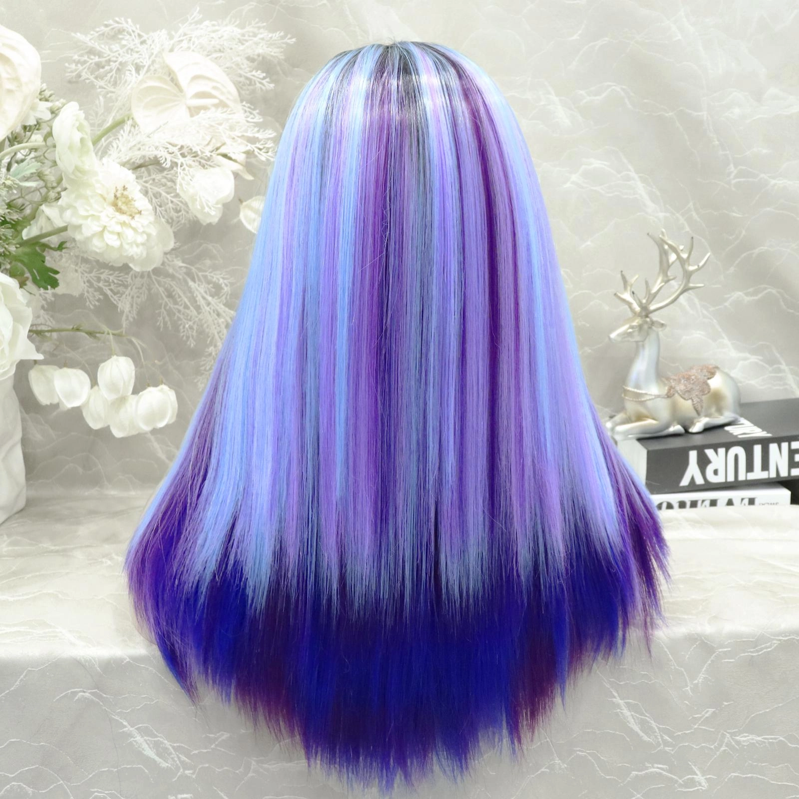 IMstyle Blush purple&pink&navy blue&aqua blue straight with 22 inches 13*3 free parting lace front synthetic wigs heat friendly SH-blush-13*3U