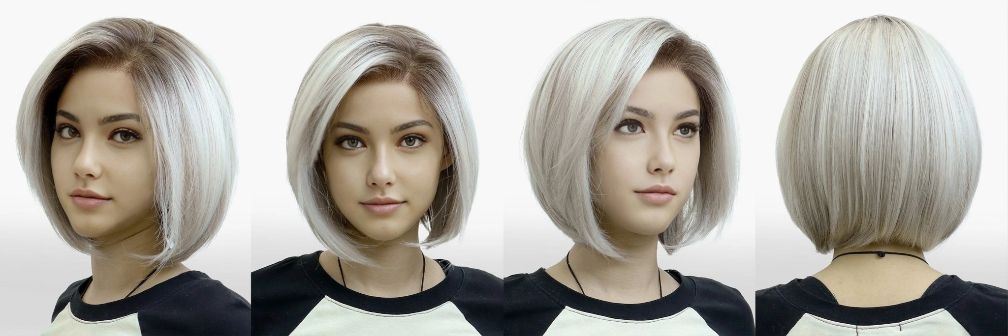 IMstyle Darcy PRE-CUT-LACE lace shoulder length silver with dark root short Petite hairstyle 9*6 lace front glueless wig K338-TTF6-416-C9X6