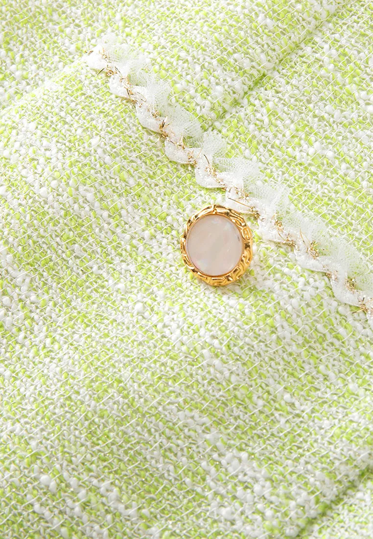 Jacquard Lurex Lace-detail Patch-pocket Dress