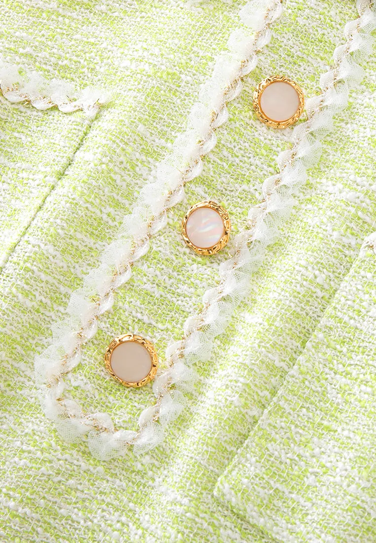 Jacquard Lurex Lace-detail Patch-pocket Dress
