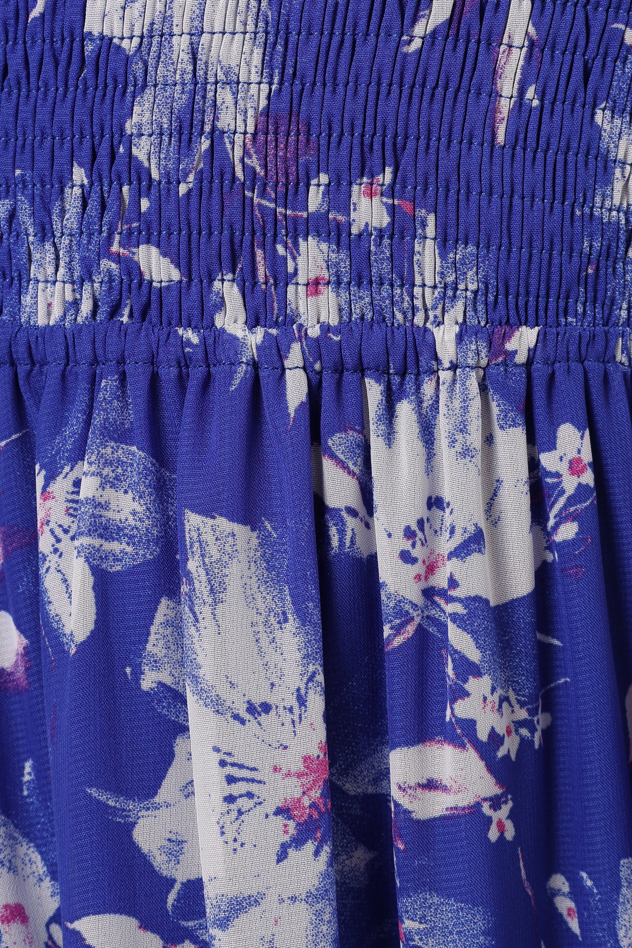 June Short Sleeve Maxi Dress - Bright Blue