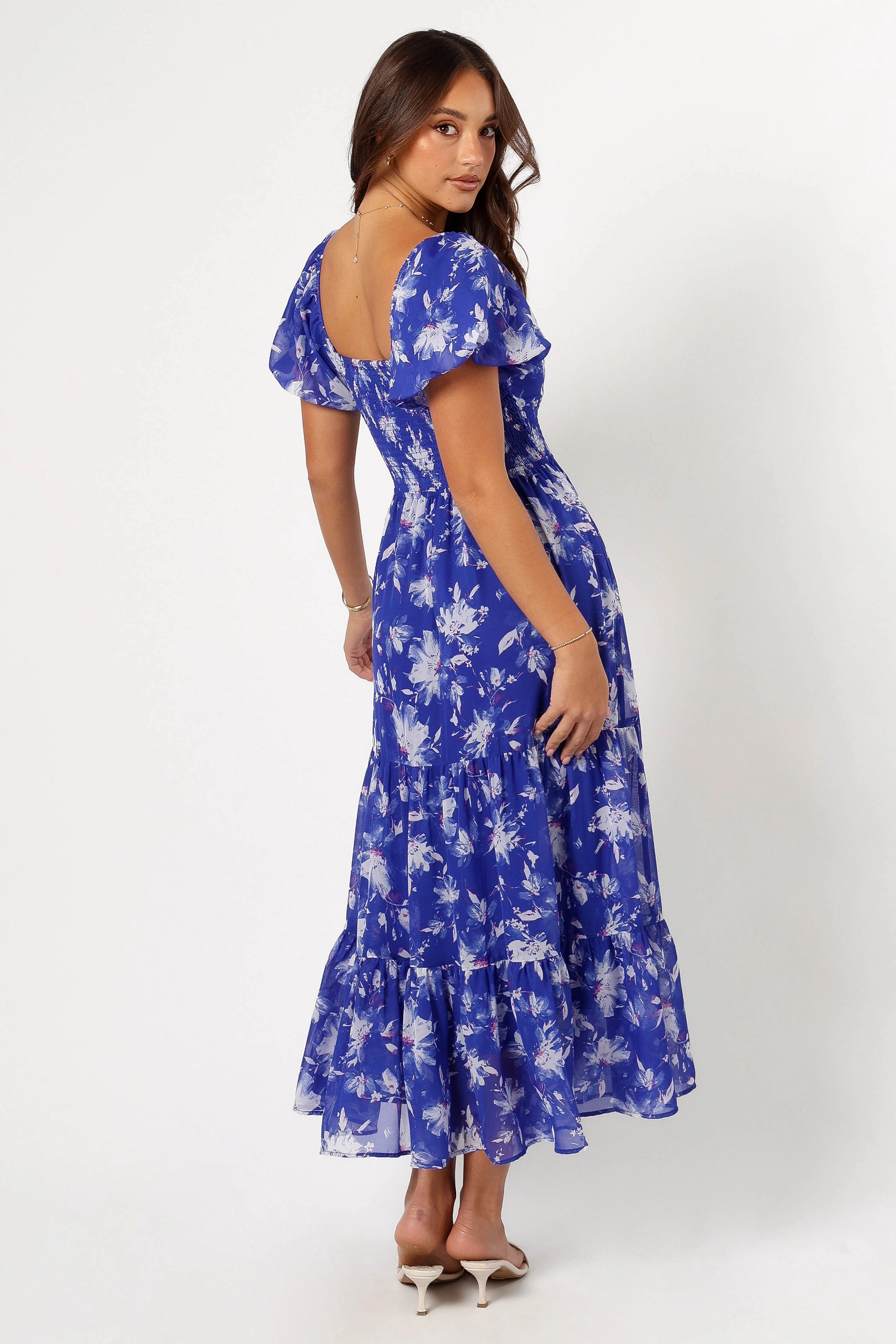June Short Sleeve Maxi Dress - Bright Blue