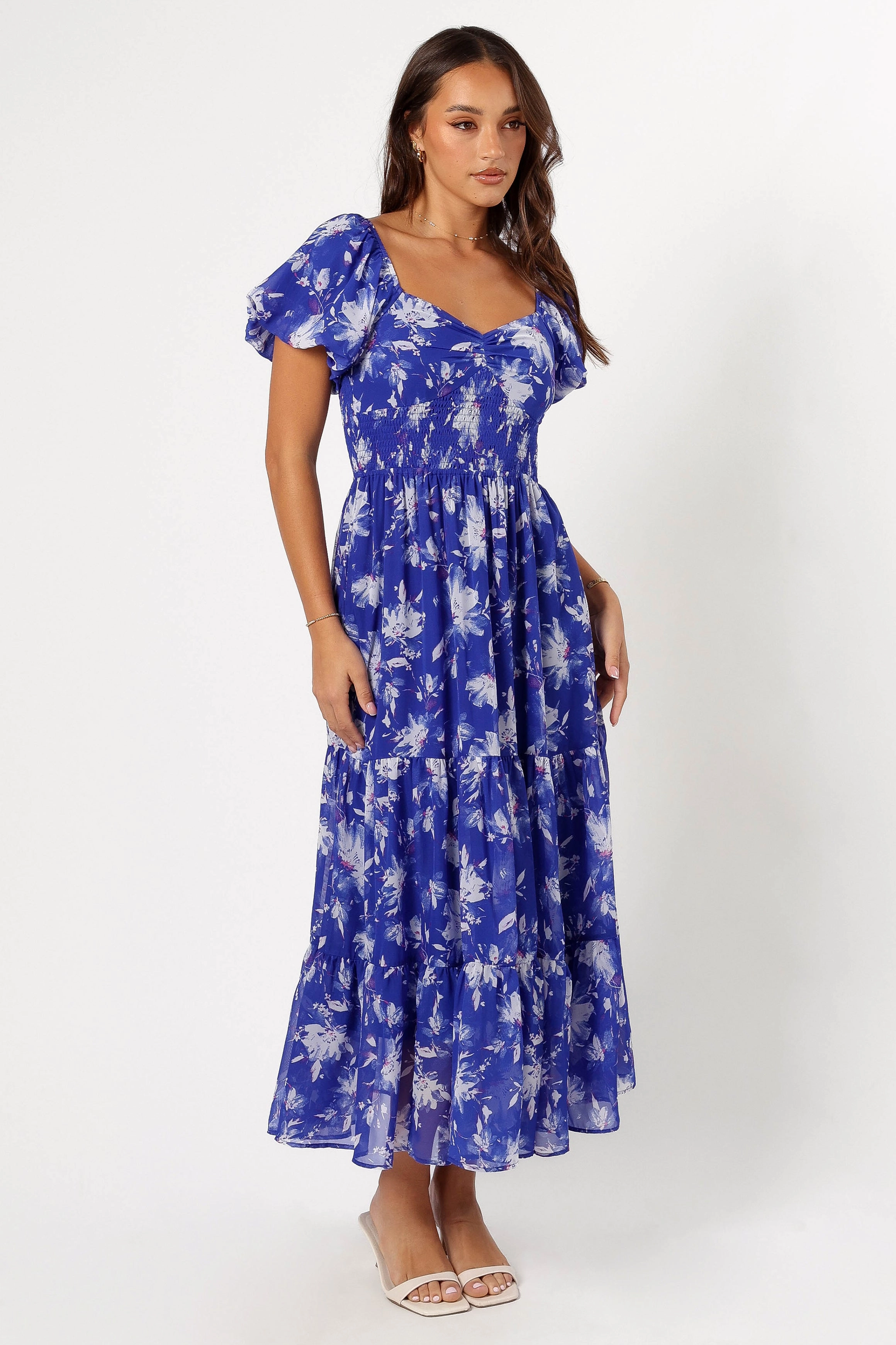 June Short Sleeve Maxi Dress - Bright Blue