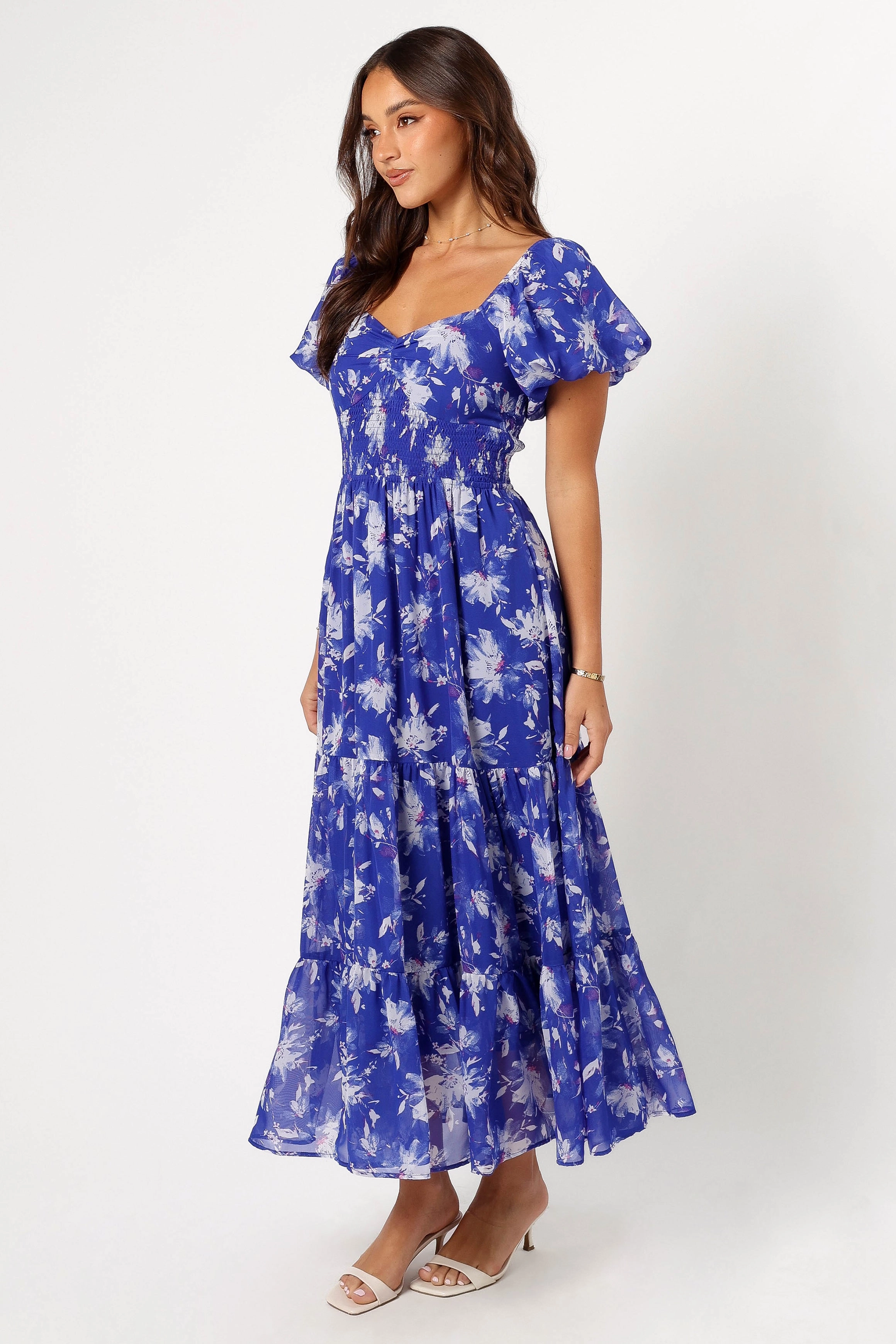 June Short Sleeve Maxi Dress - Bright Blue