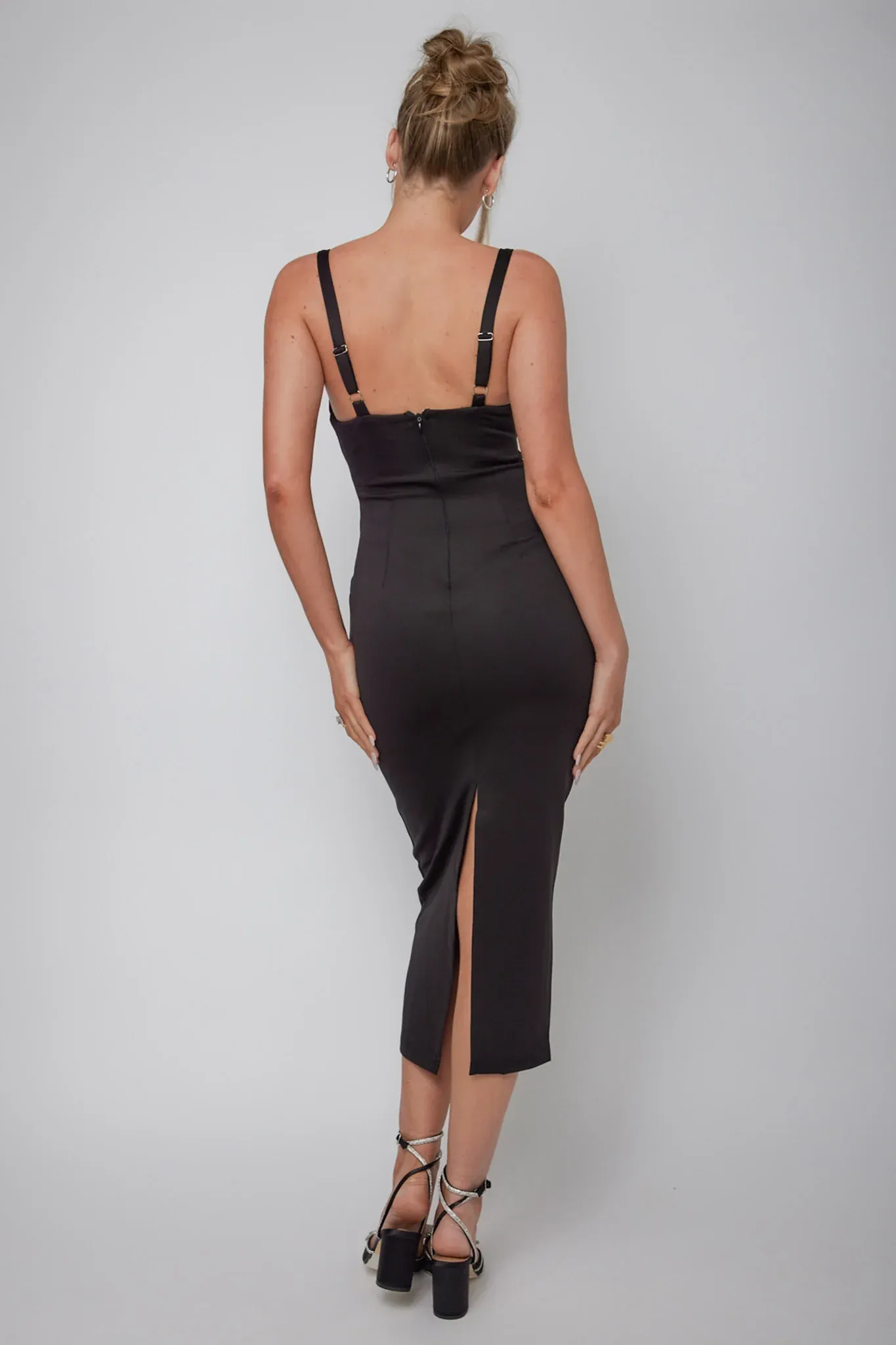 La Bellevilloise Sequin Bust Midi Dress Black