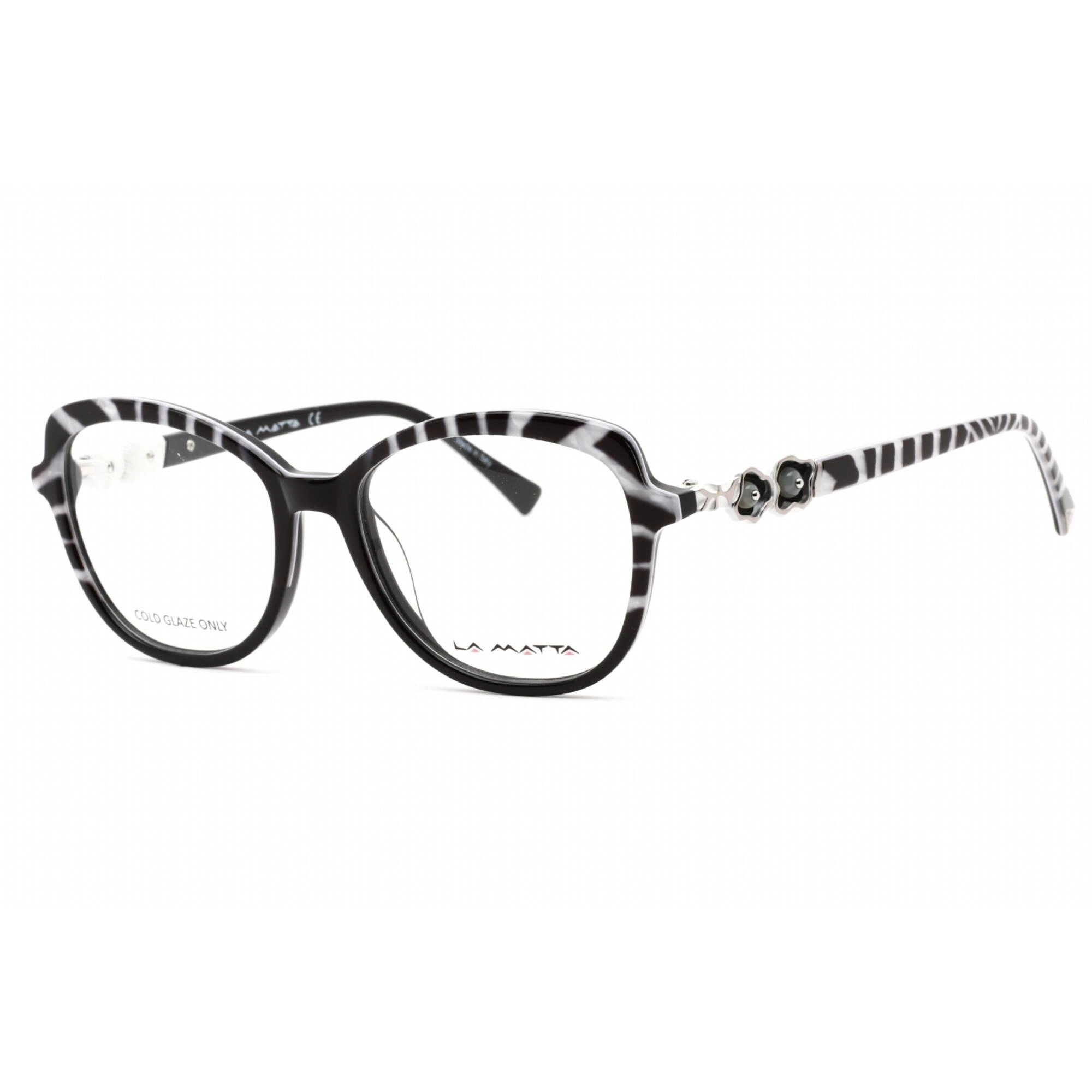 La Matta Women's Eyeglasses - Butterfly Pattern Black/White Plastic Frame | LMV3320 C1