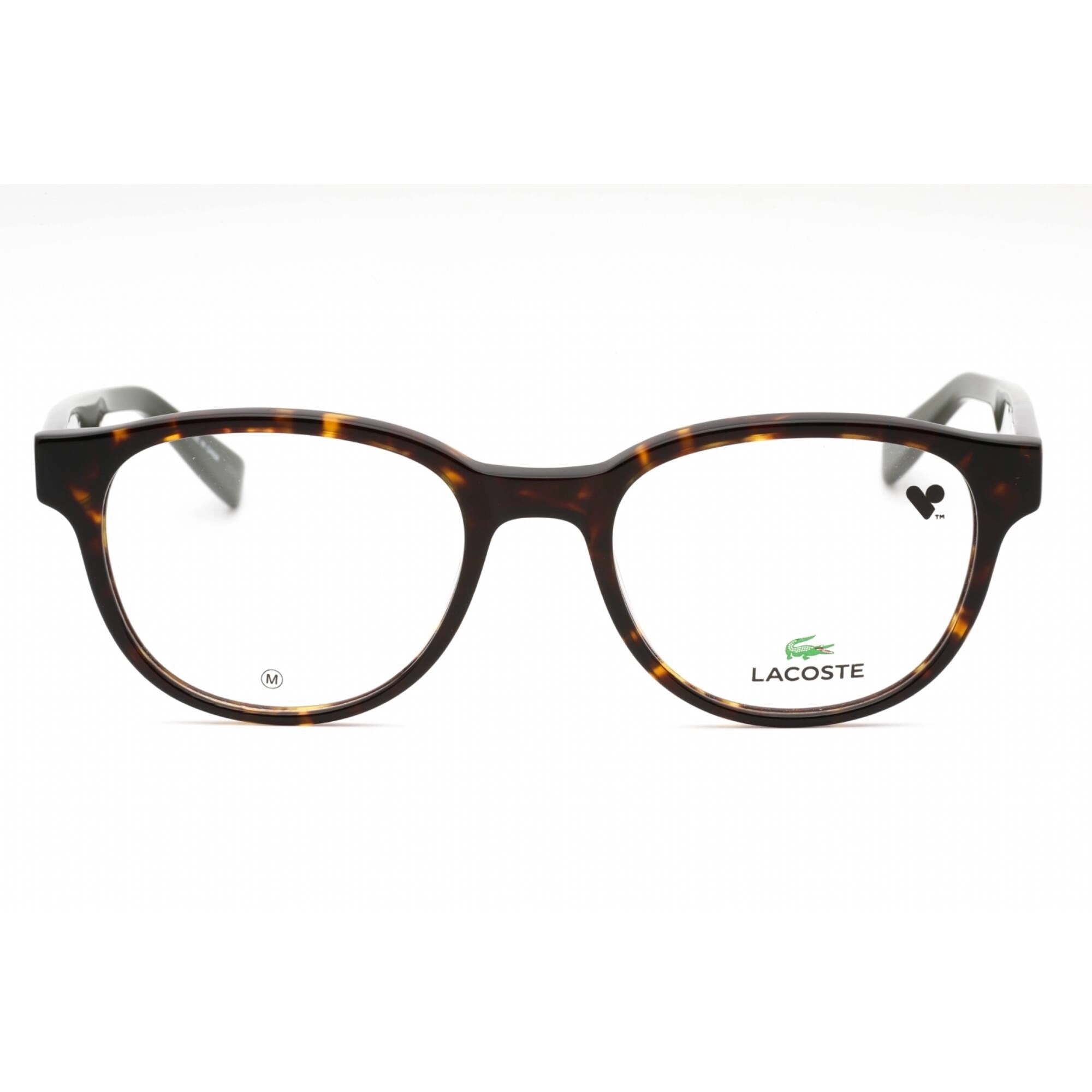 Lacoste Men's Eyeglasses - Dark Havana Acetate Oval Frame Clear Demo Lens | L2921 230