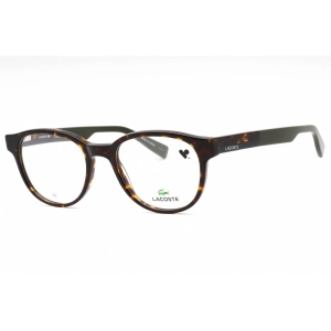 Lacoste Men's Eyeglasses - Dark Havana Acetate Oval Frame Clear Demo Lens | L2921 230