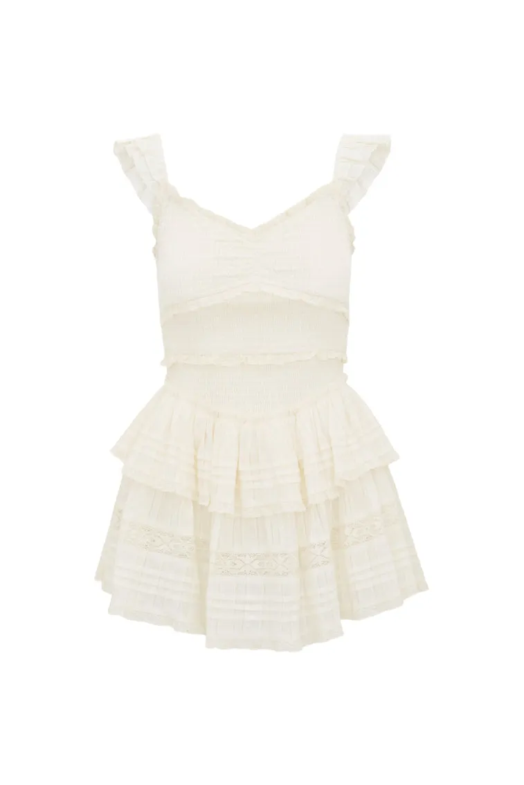 Lovine Cotton Smocked Mini Dress