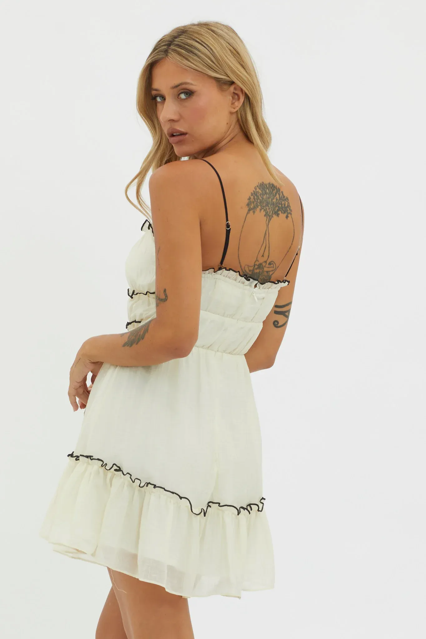 Maidens Tie Accent Mini Dress Off White