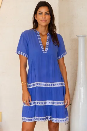Meredith Organic Cotton Dress | Dazzling Blue/White