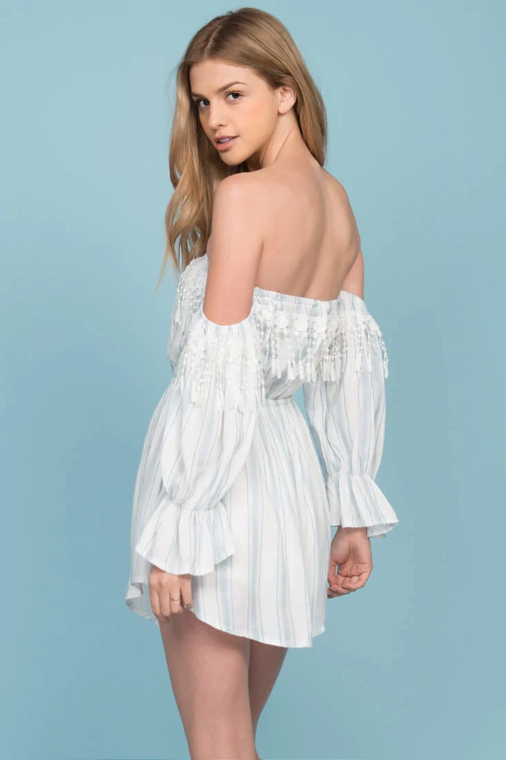 Milan Bell Sleeve Dress Blue