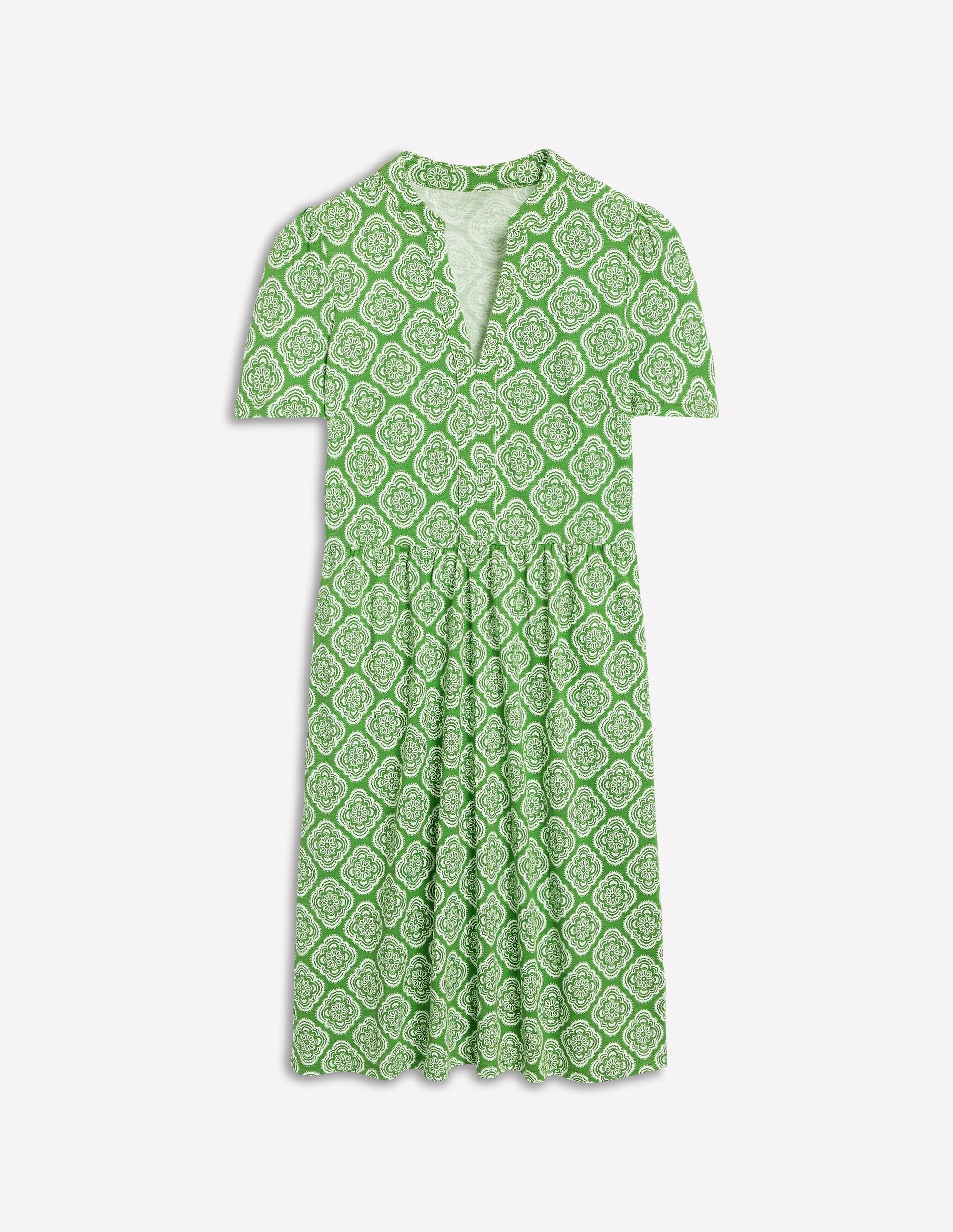 Naomi Short Sleeve Dress-Paradise Green. Botanic Blush