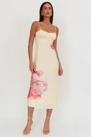 Nerida Gathered Bust Maxi Dress Flowers Yellow
