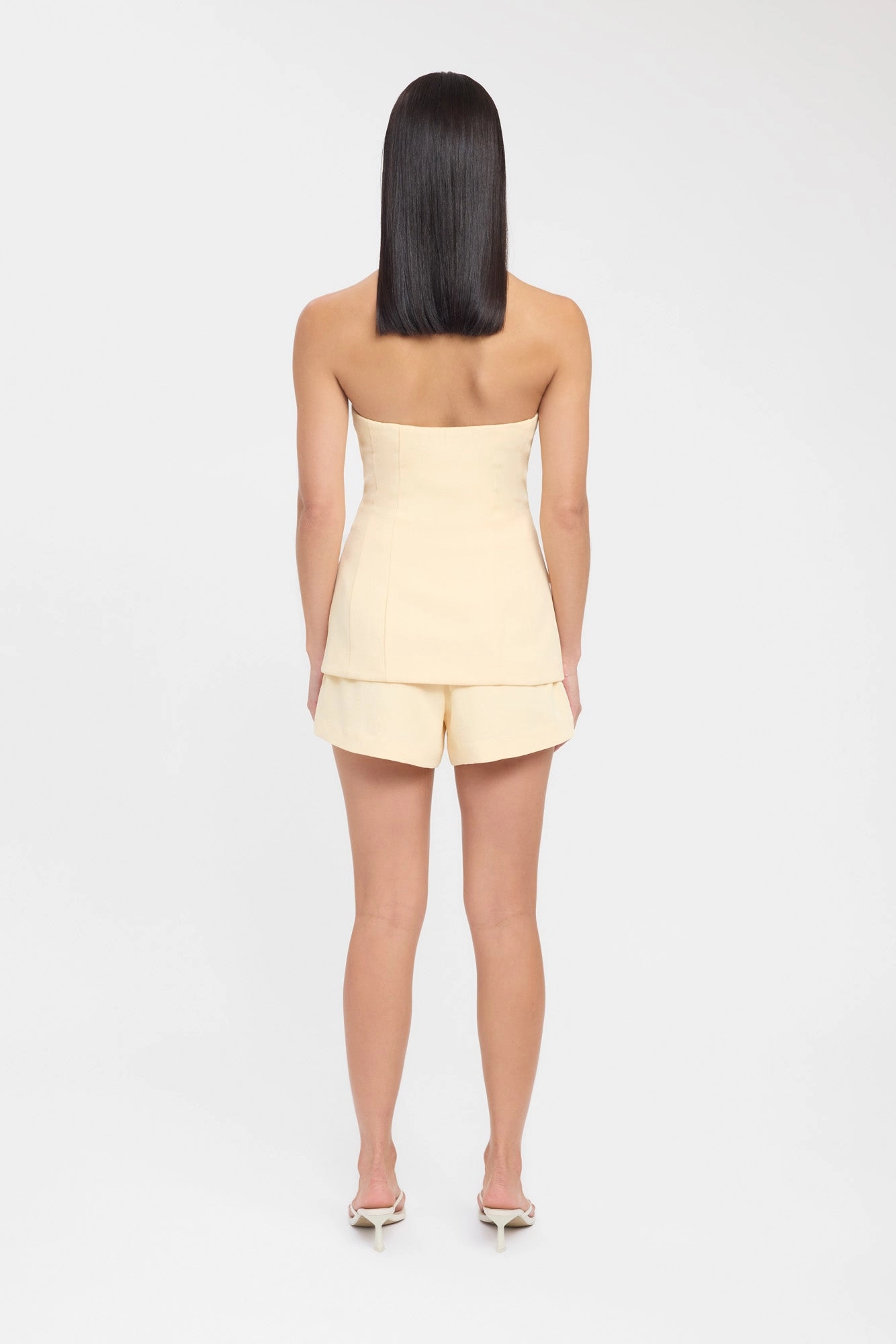 Oyster Strapless Button Top