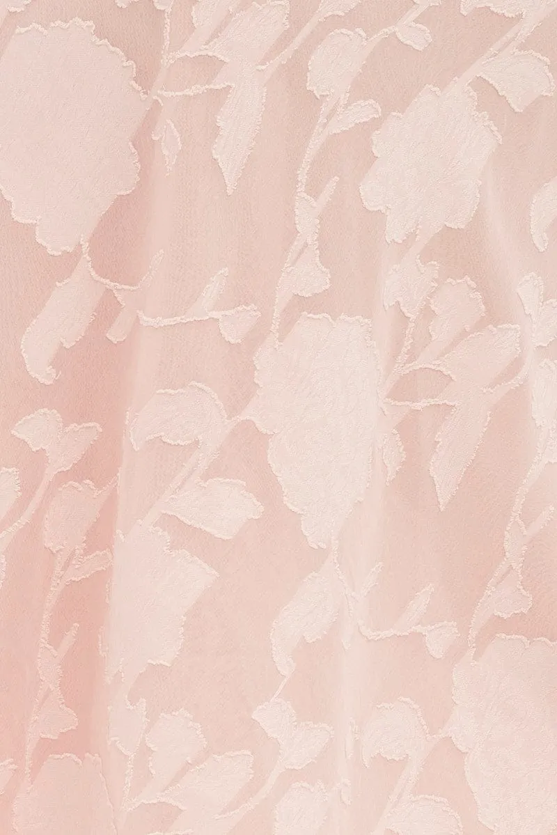 Pink Midi Dress Cowl Neck Burnout
