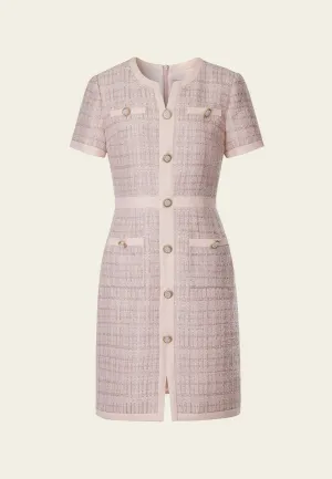 Pink Signature Short-sleeved Tweed Dress