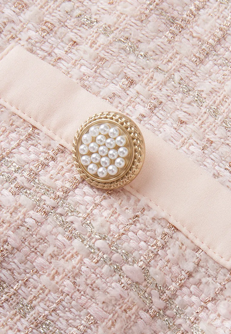 Pink Signature Short-sleeved Tweed Dress