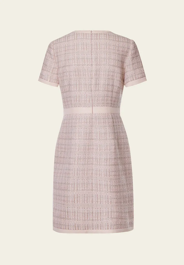 Pink Signature Short-sleeved Tweed Dress