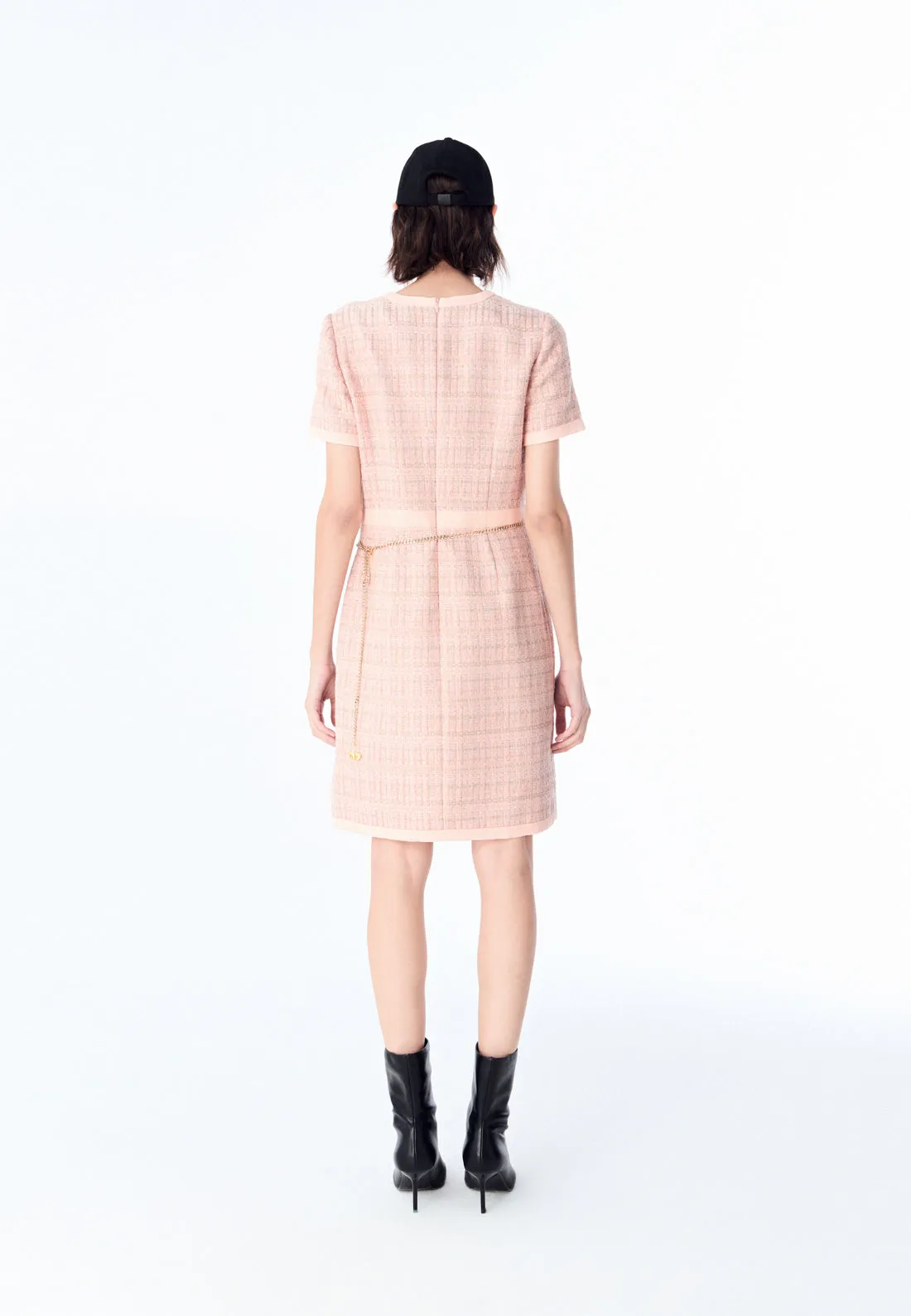 Pink Signature Short-sleeved Tweed Dress