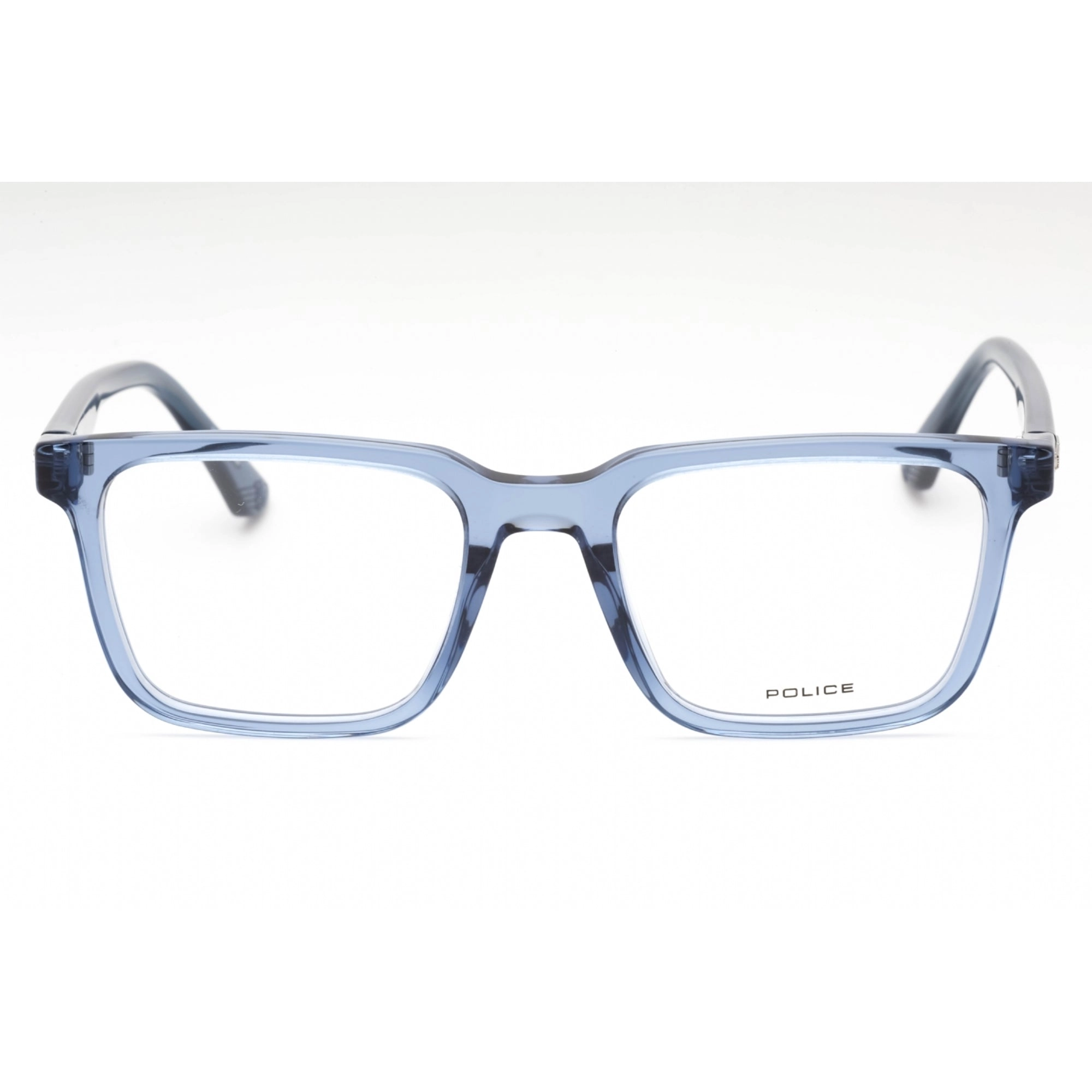 Police Eyeglasses - Transparent Blue Rectangular Full Rim 51mm Frame | VPLF76 0AGQ