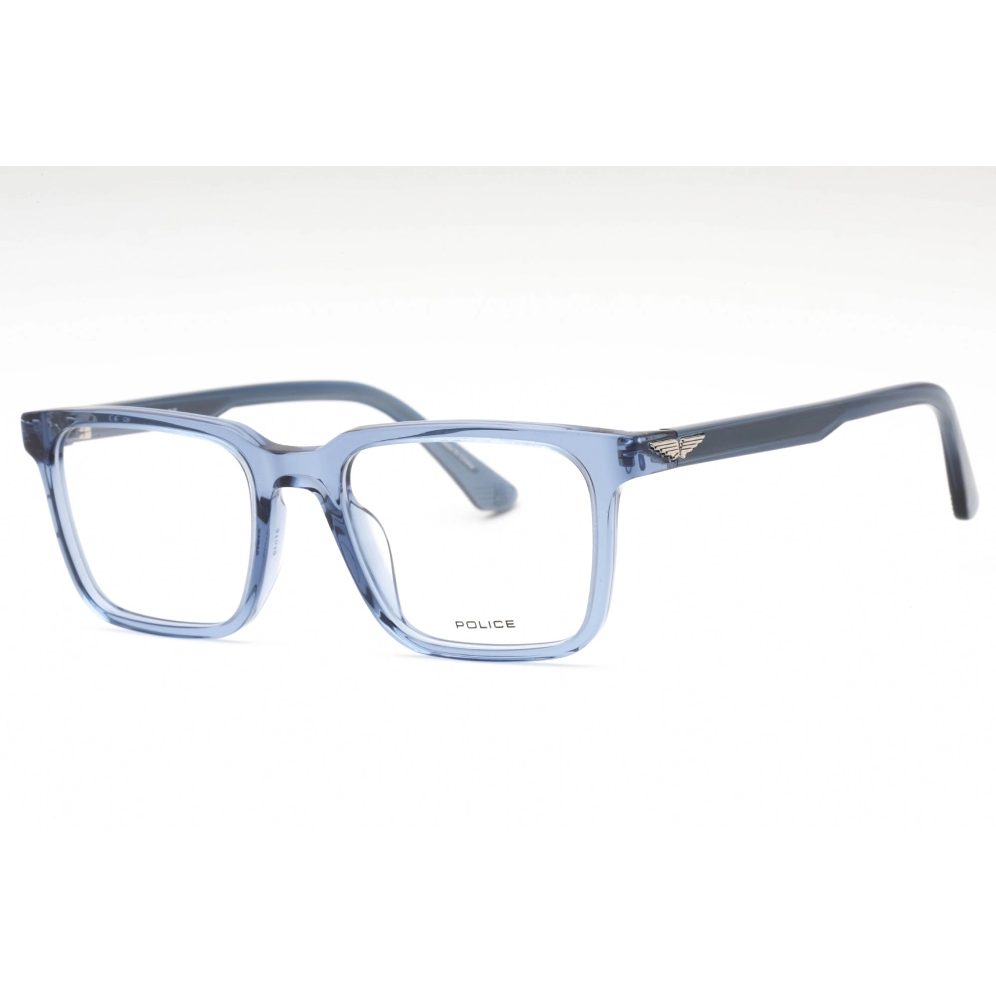 Police Eyeglasses - Transparent Blue Rectangular Full Rim 51mm Frame | VPLF76 0AGQ