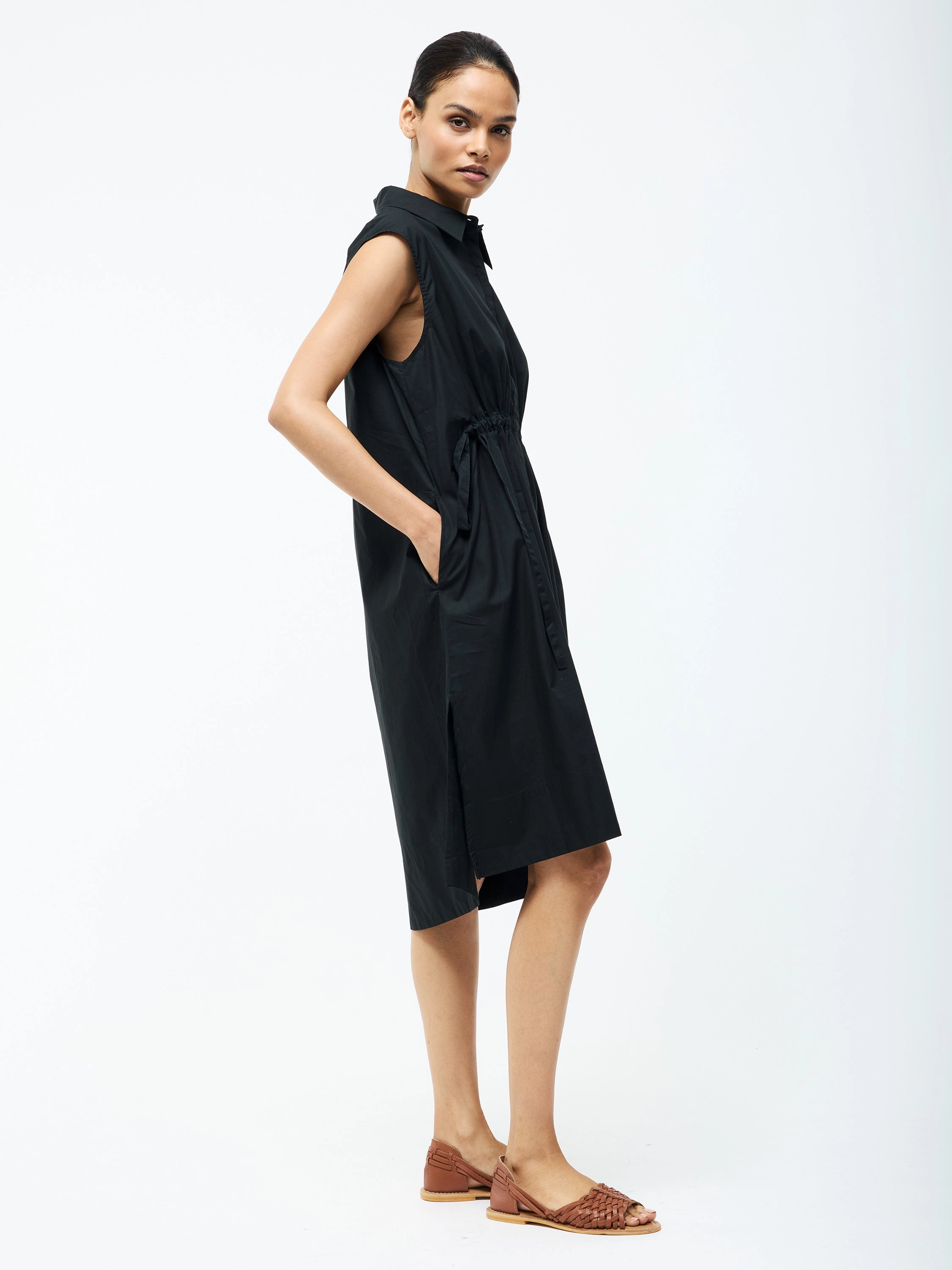 Poplin Tie Sleeveless Dress