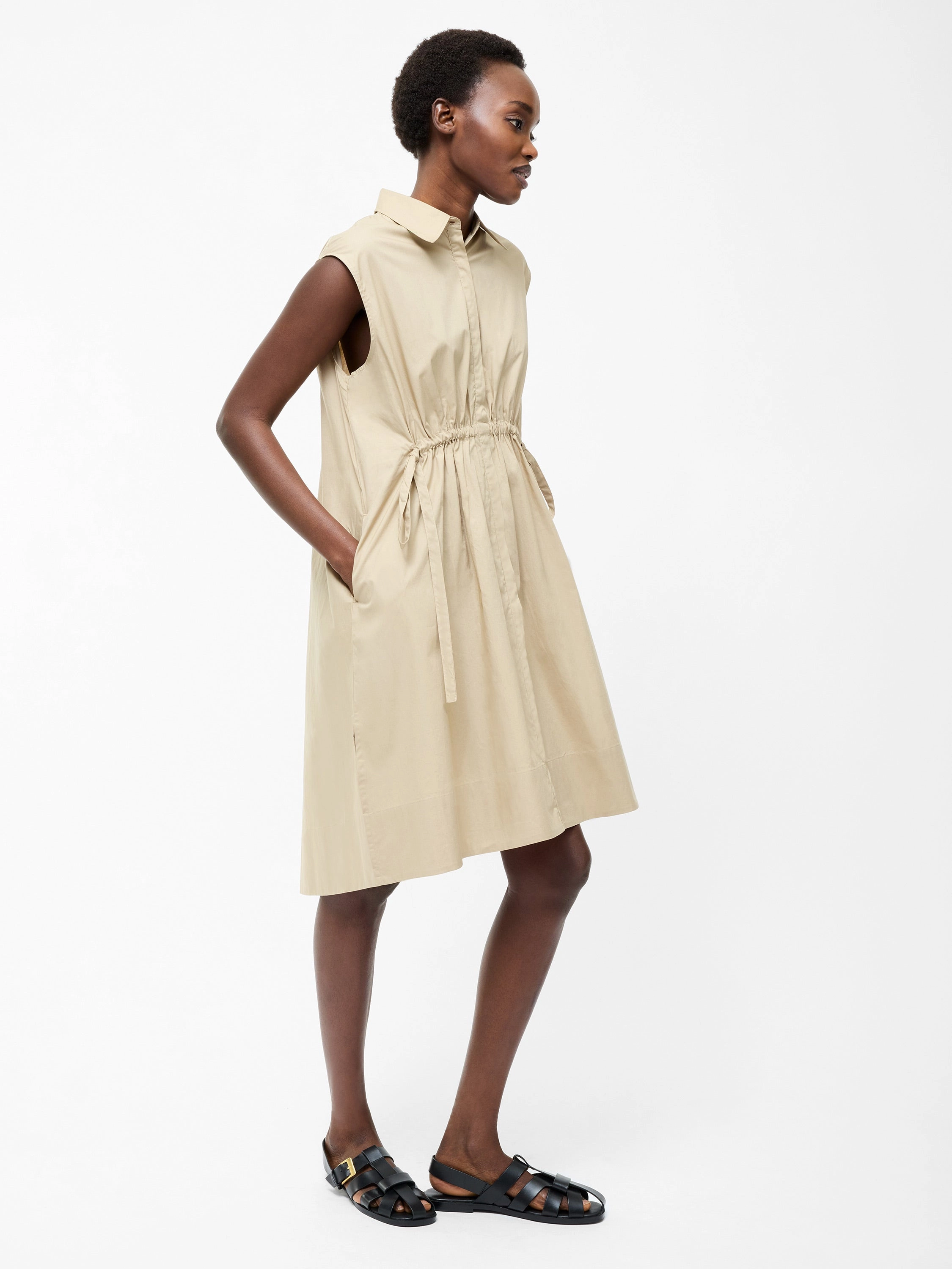 Poplin Tie Sleeveless Dress