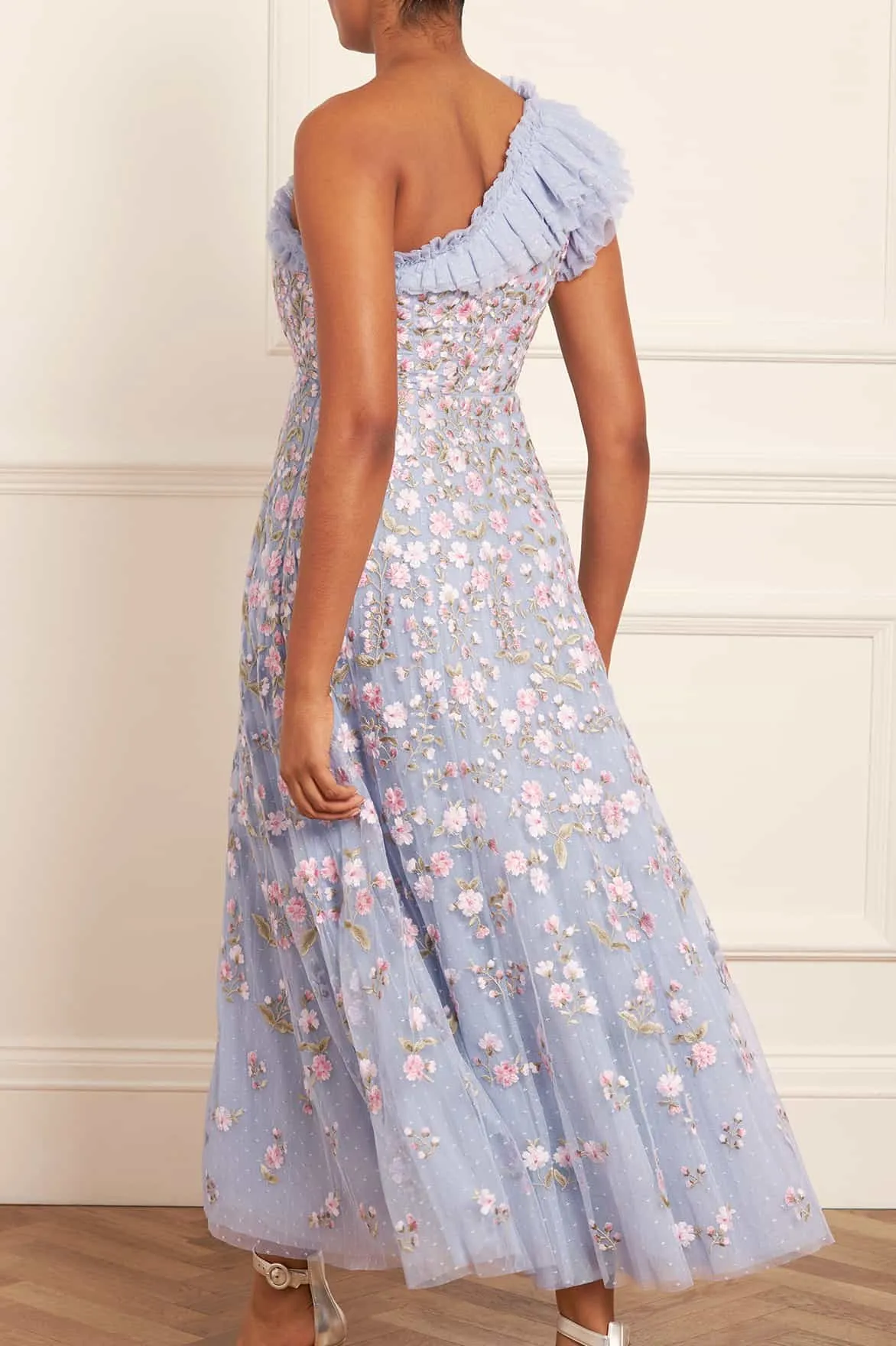 Posy Pirouette One-Shoulder Ankle Gown