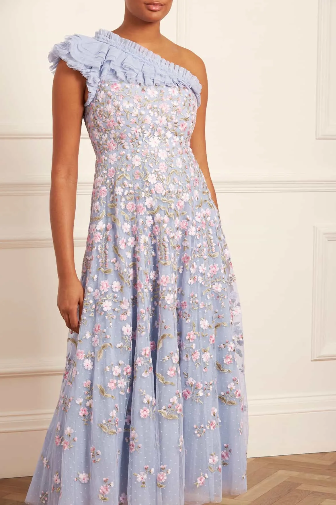 Posy Pirouette One-Shoulder Ankle Gown