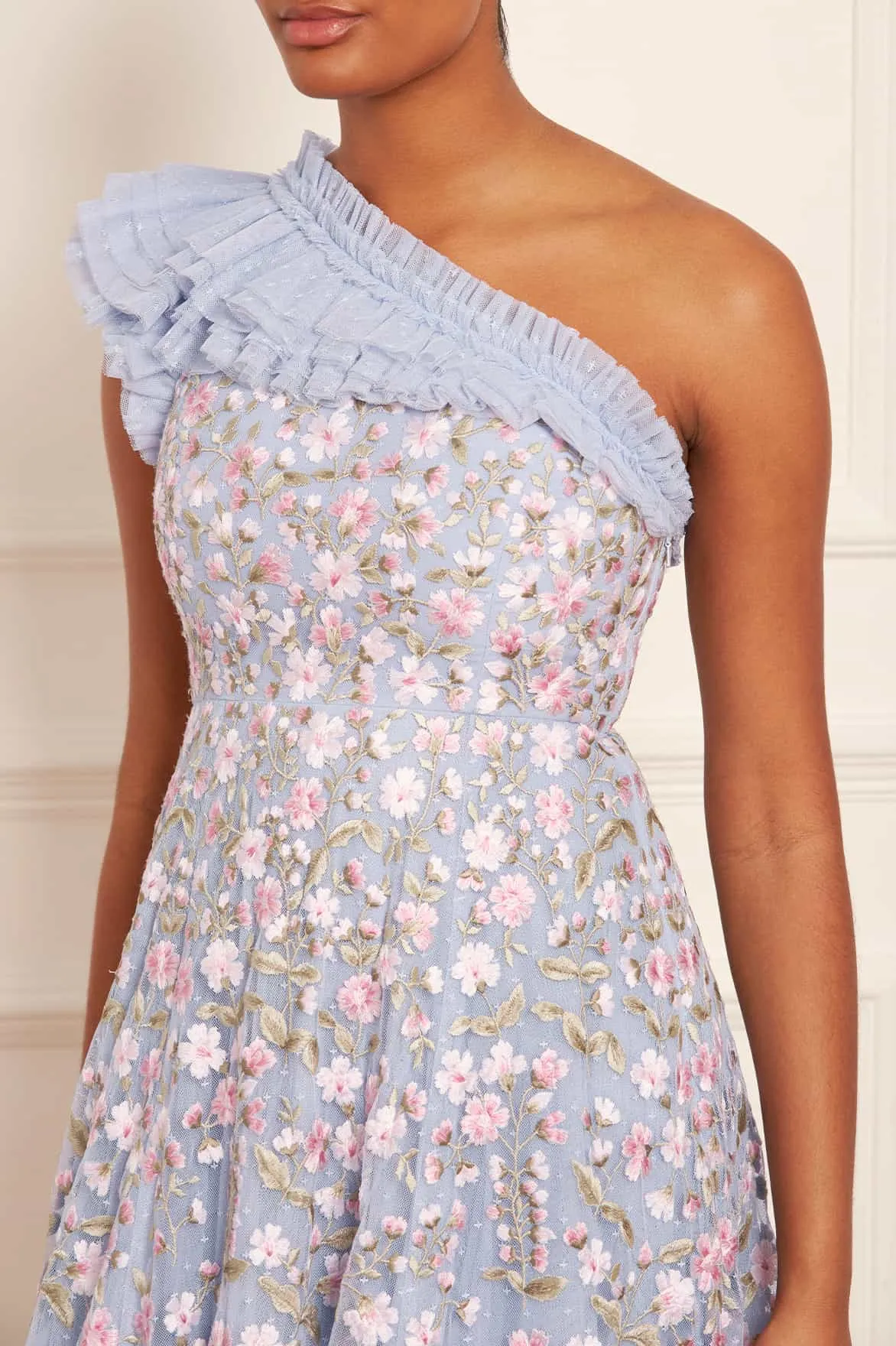 Posy Pirouette One-Shoulder Ankle Gown