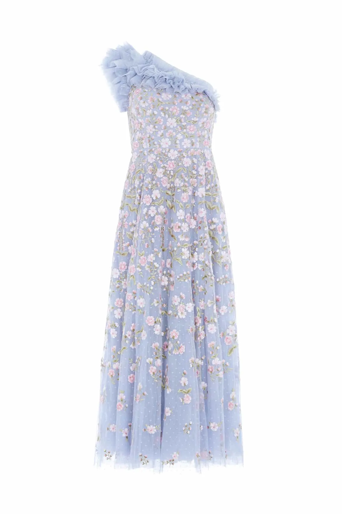 Posy Pirouette One-Shoulder Ankle Gown