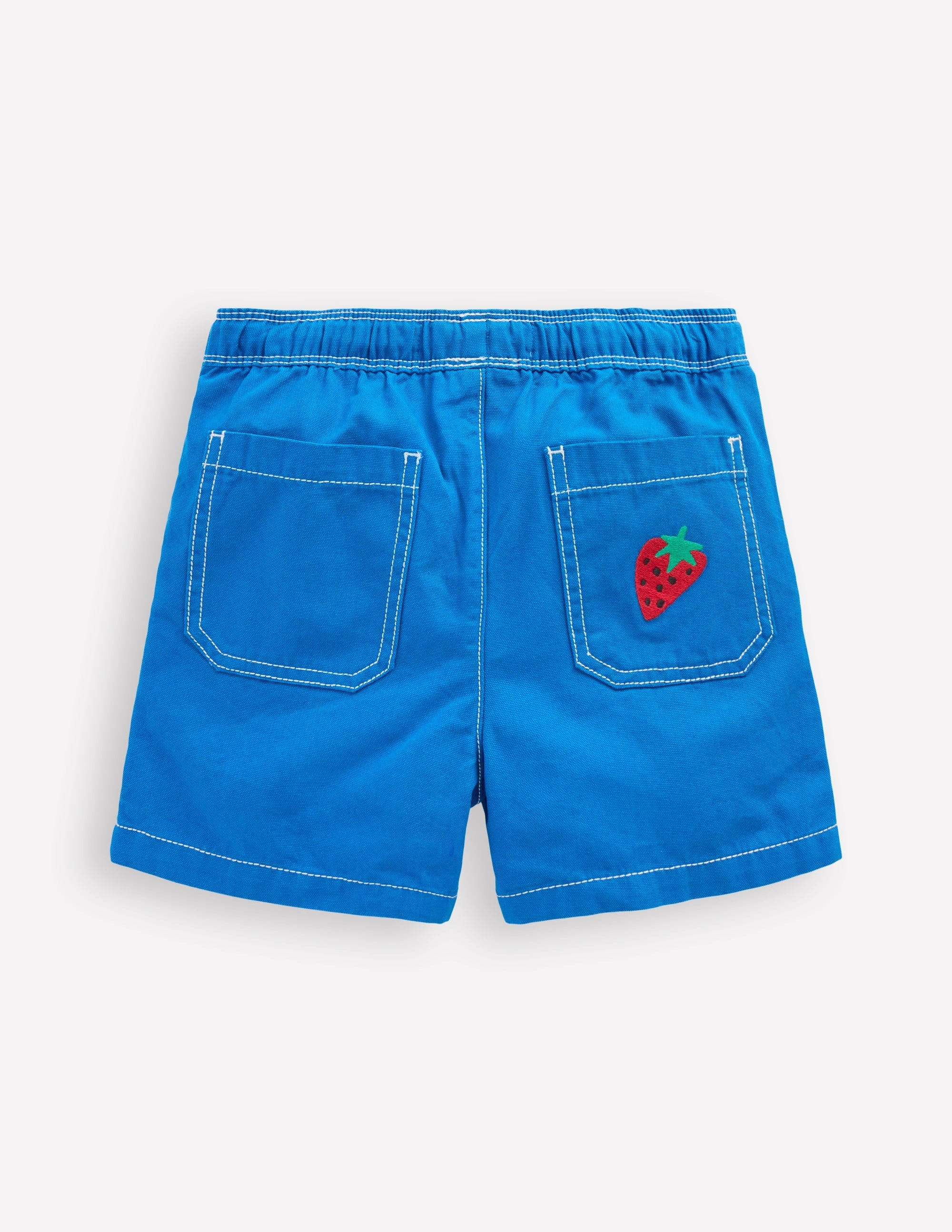 Pull-On Cotton Shorts-Fruit Embroidery