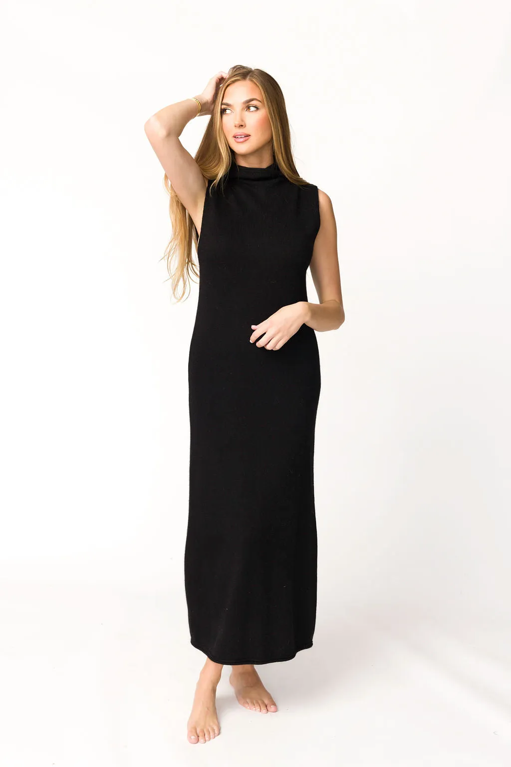 Quinn Turtleneck Maxi Dress in Black