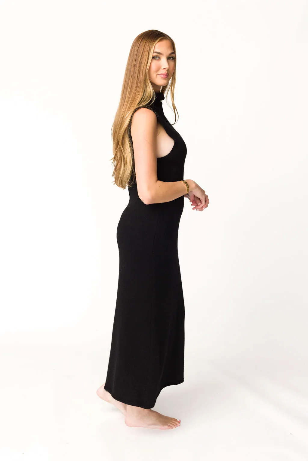 Quinn Turtleneck Maxi Dress in Black