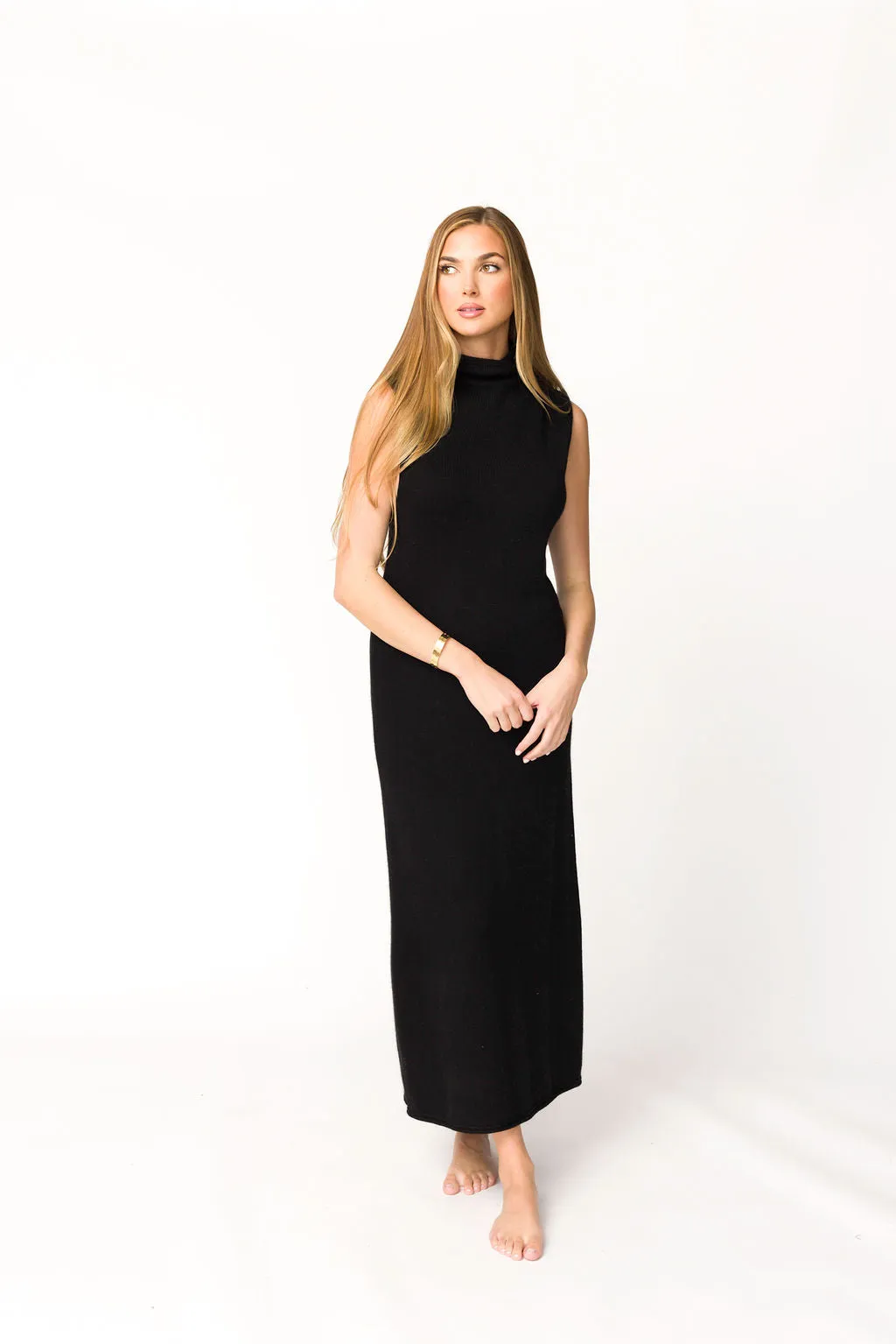 Quinn Turtleneck Maxi Dress in Black