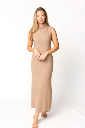 Quinn Turtleneck Maxi Dress in Taupe