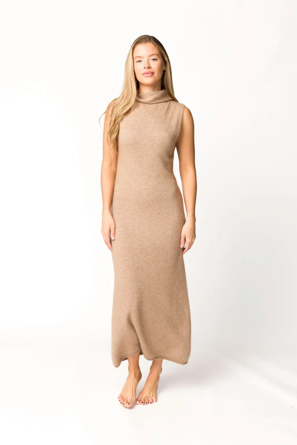 Quinn Turtleneck Maxi Dress in Taupe