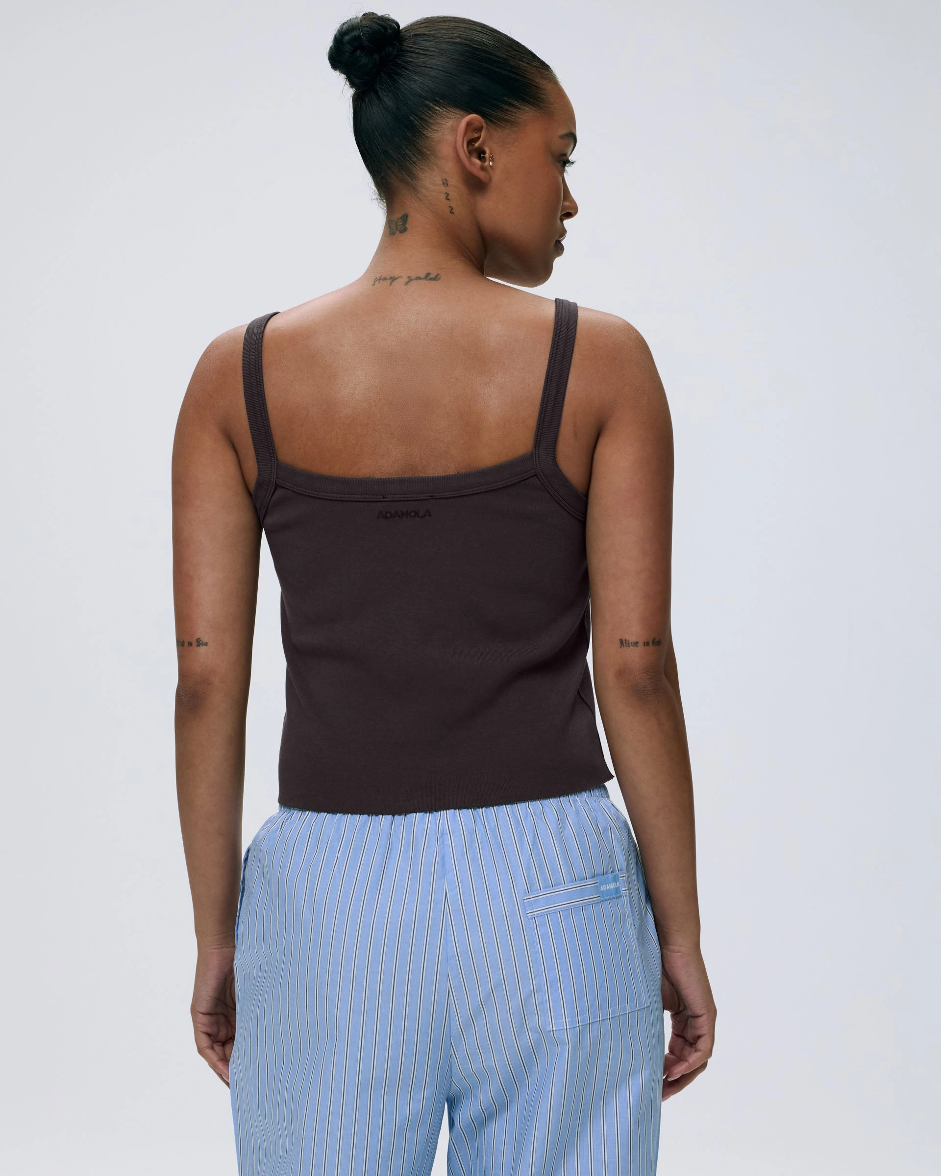Rib Wide Binding Baby Tank - Coffee Bean