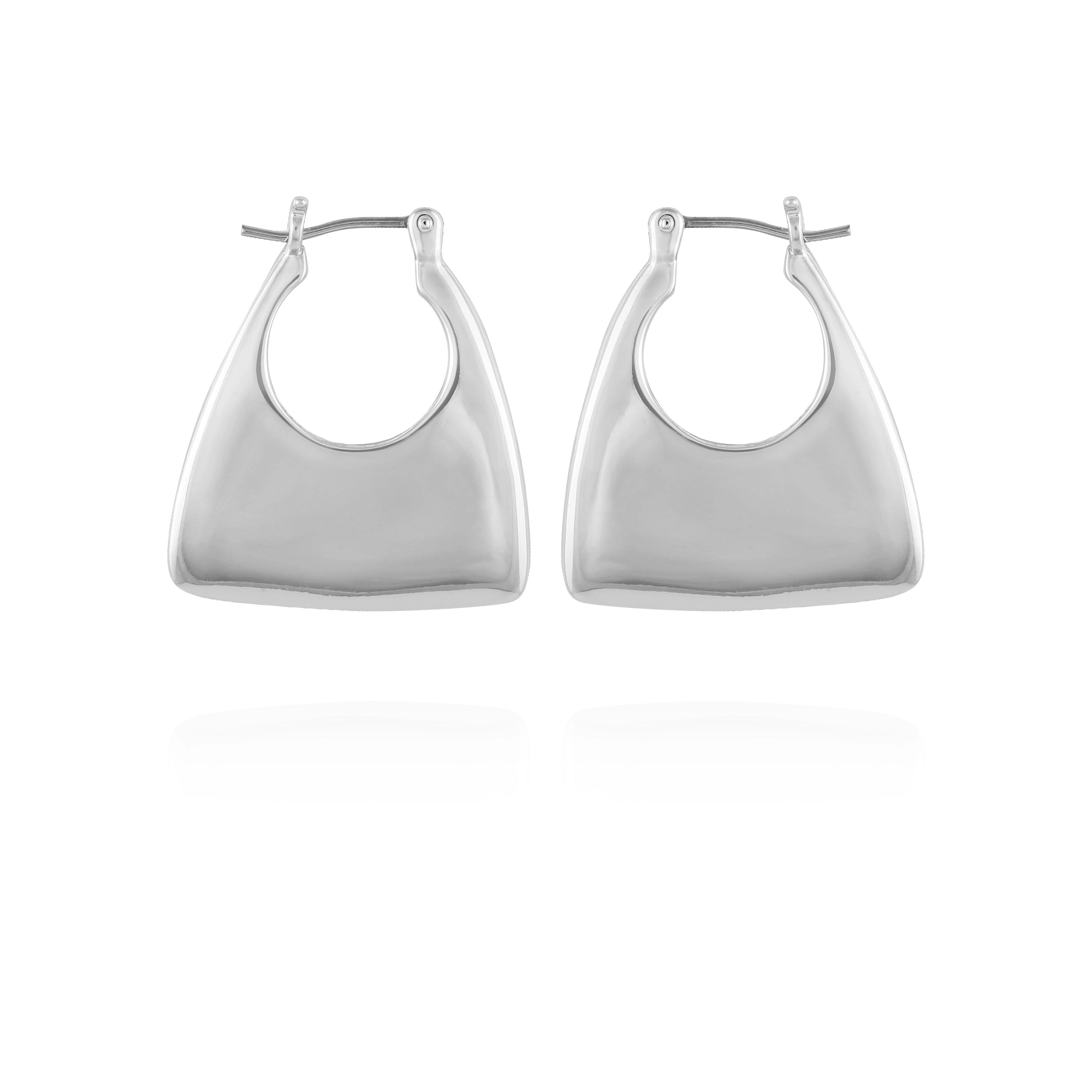 Silvertone Purse Click Hoop Earrings