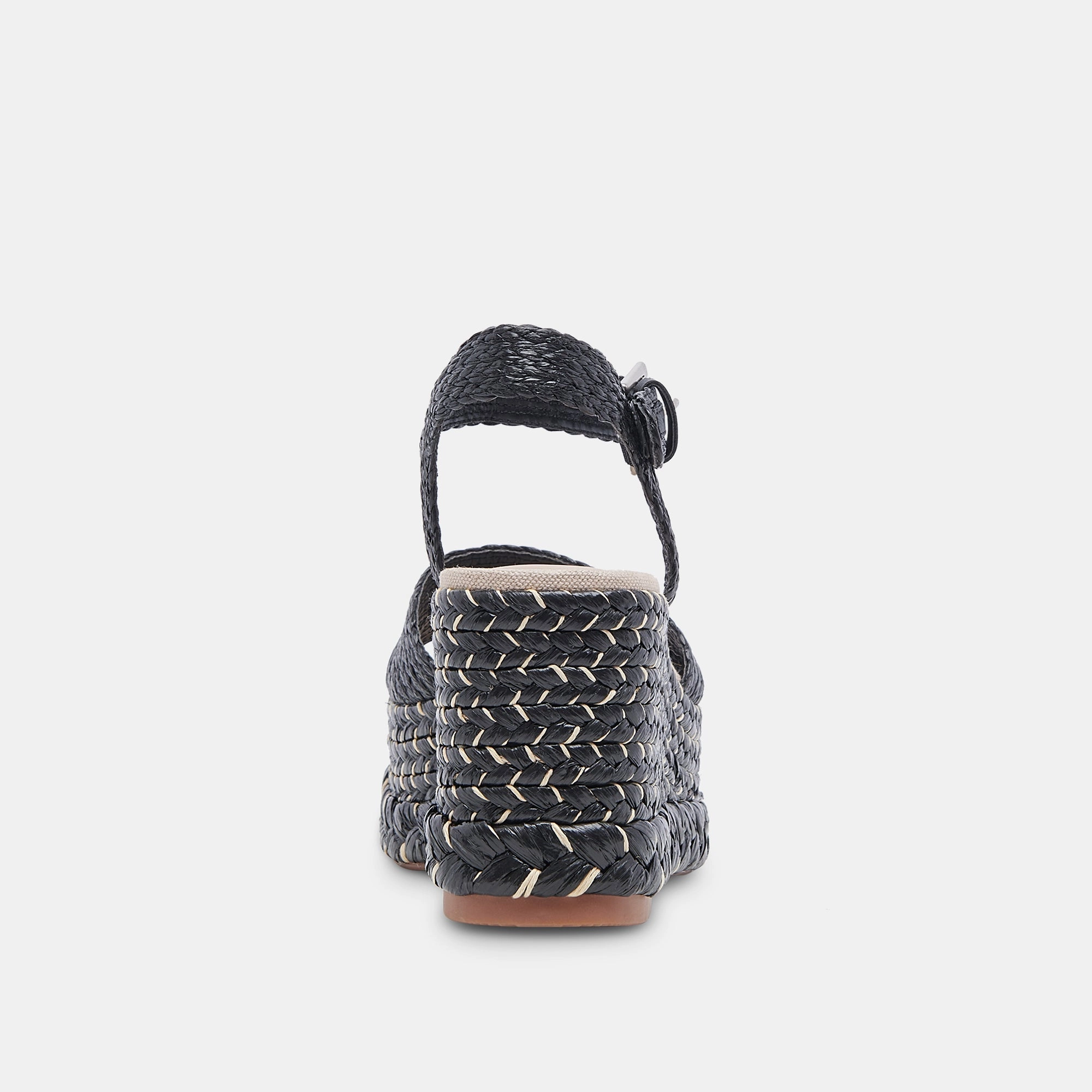 TIAGO WEDGES BLACK RAFFIA - re:vita