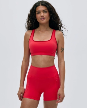Ultimate Racer Back Piping Bra - Apple Red