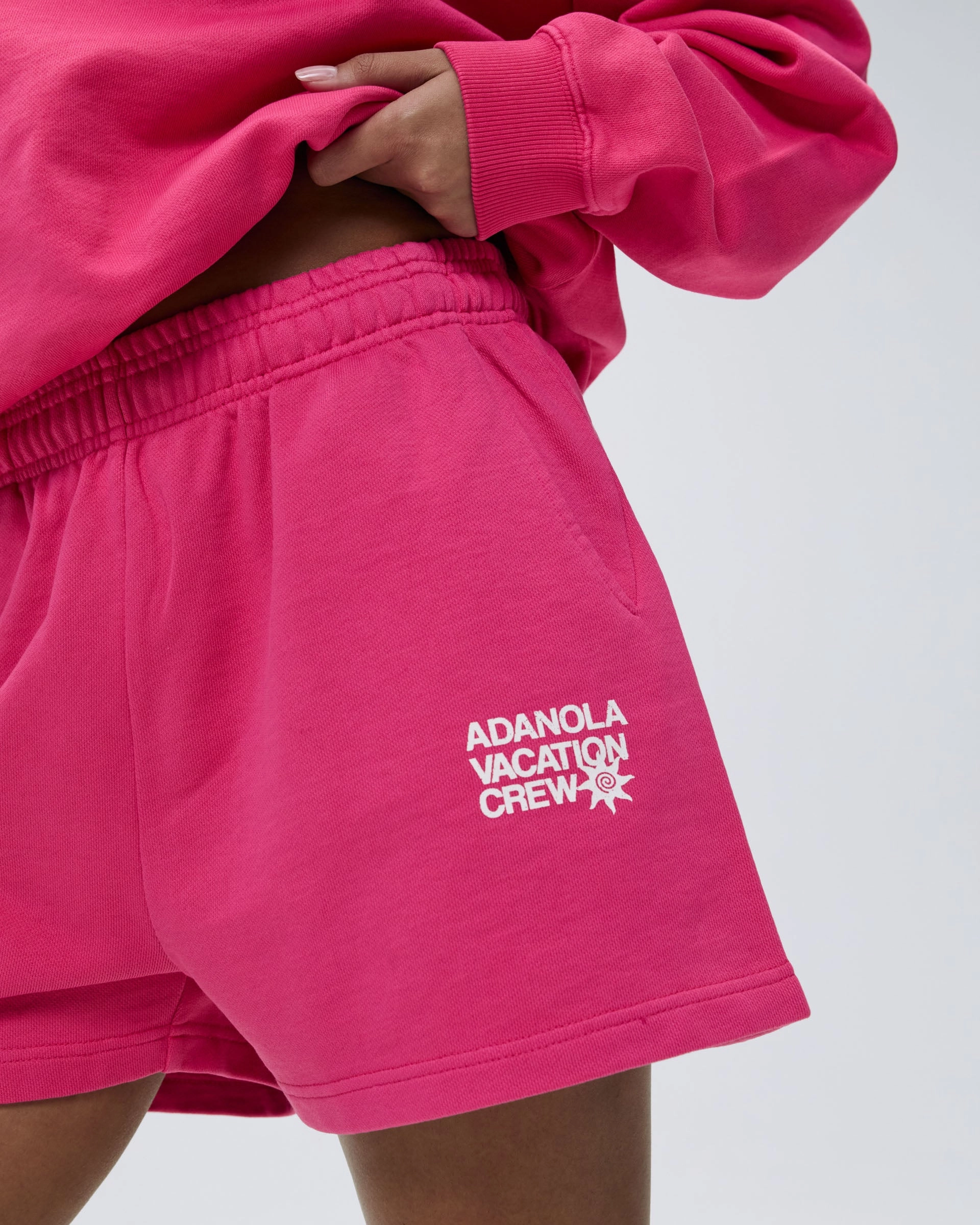 Vacation Sweat Shorts - Hot Pink/Marshmallow White