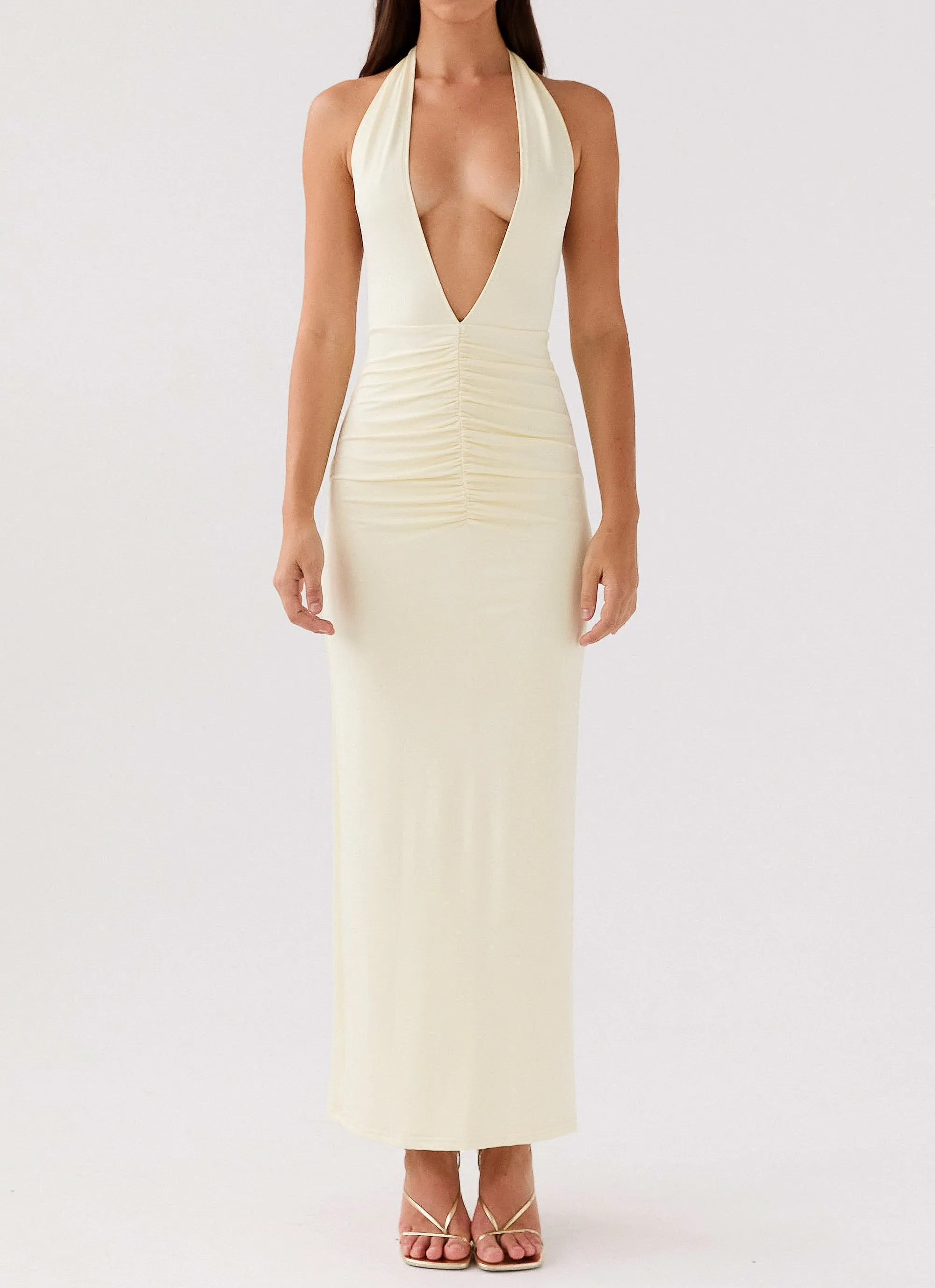 Whisked Away Halterneck Maxi Dress - Canary