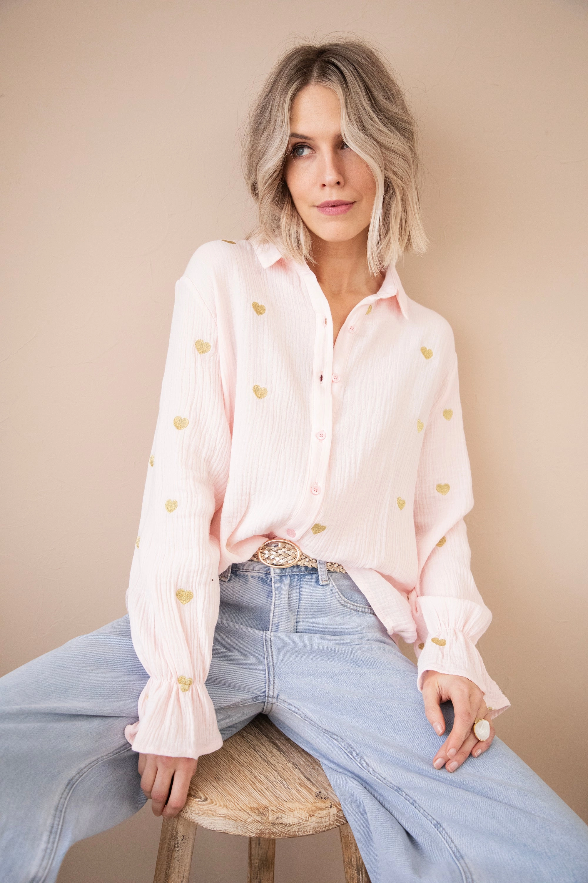 With All My Heart Soft Pink/Gold - Blouse