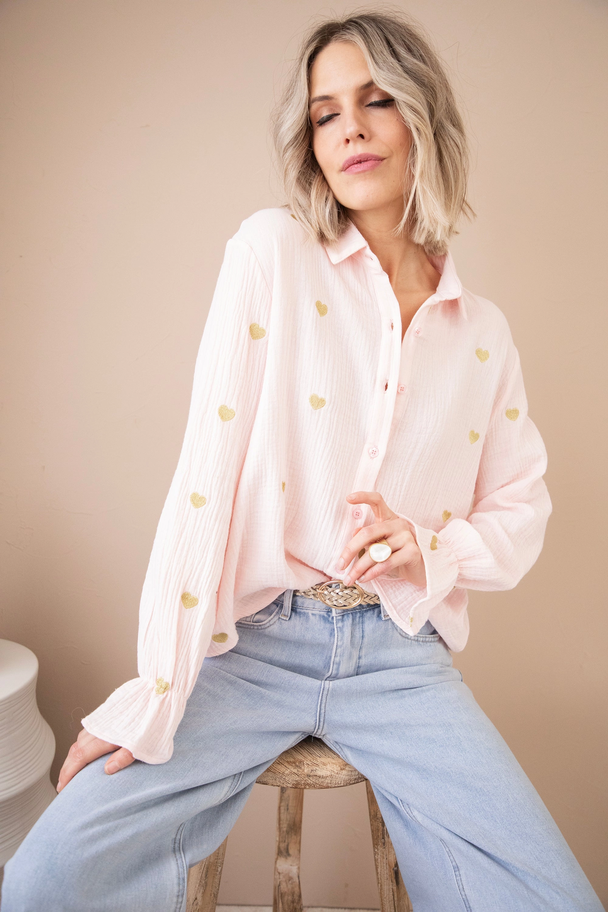With All My Heart Soft Pink/Gold - Blouse
