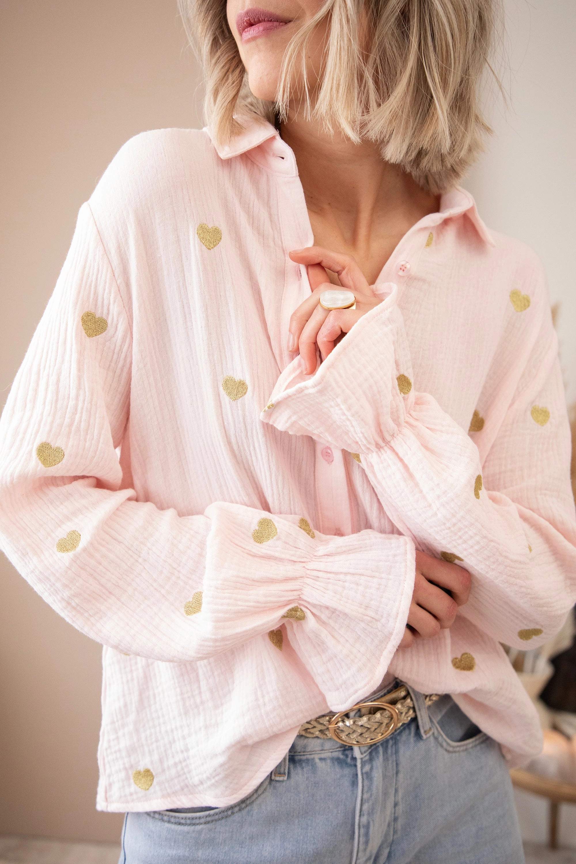 With All My Heart Soft Pink/Gold - Blouse