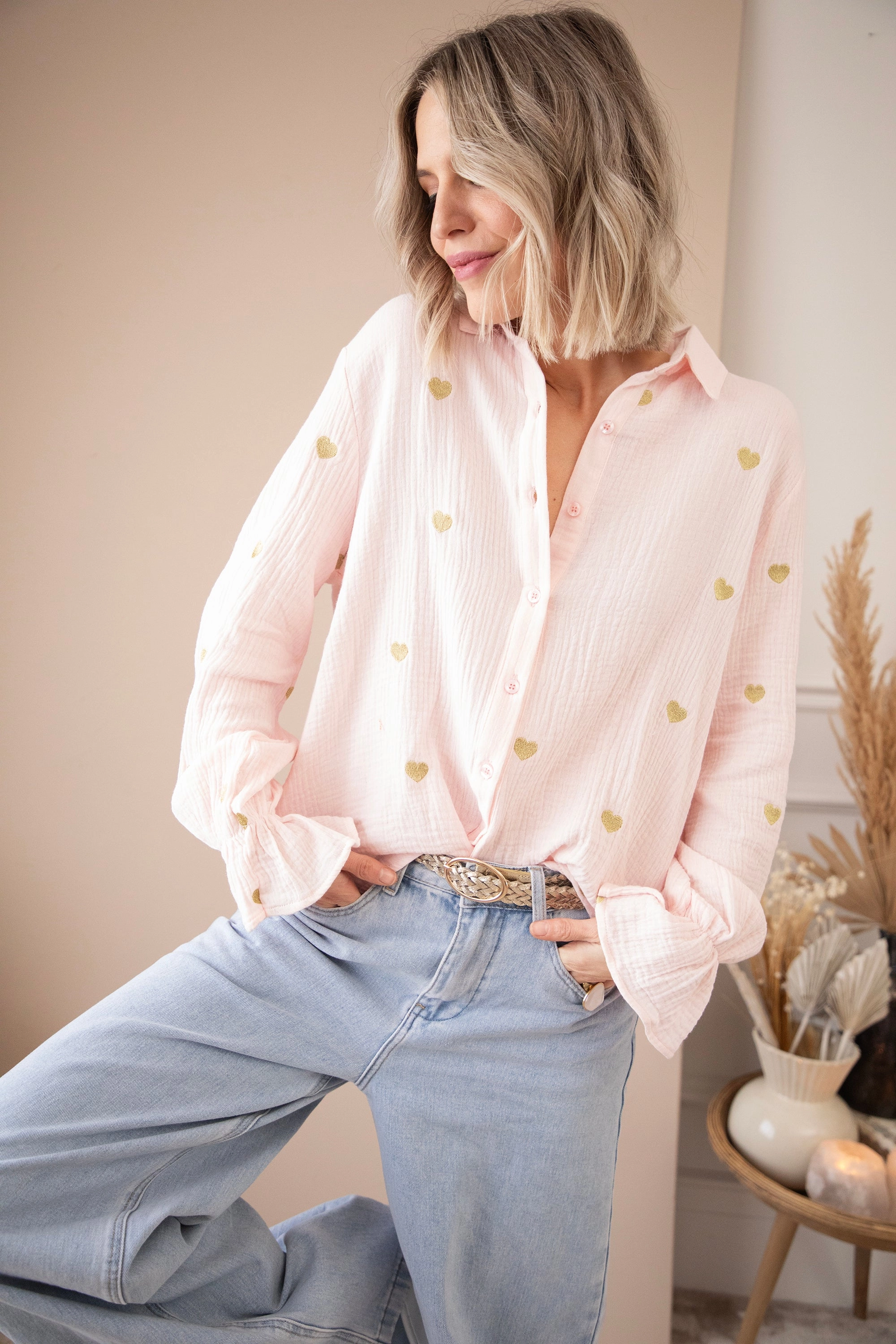 With All My Heart Soft Pink/Gold - Blouse